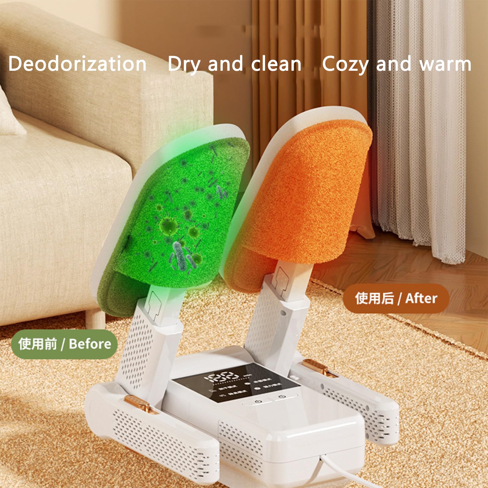 Electric Shoe Dryer & Boot Warmer with Deodorizer - Portable Fast Drying for Work Boots, Ski Boots, Gloves & Helmets - Includes Hair Dryer, Fan, Timer & Telescopic Rack - Perfect for Winter Sports, Hiking & Outdoor Activities