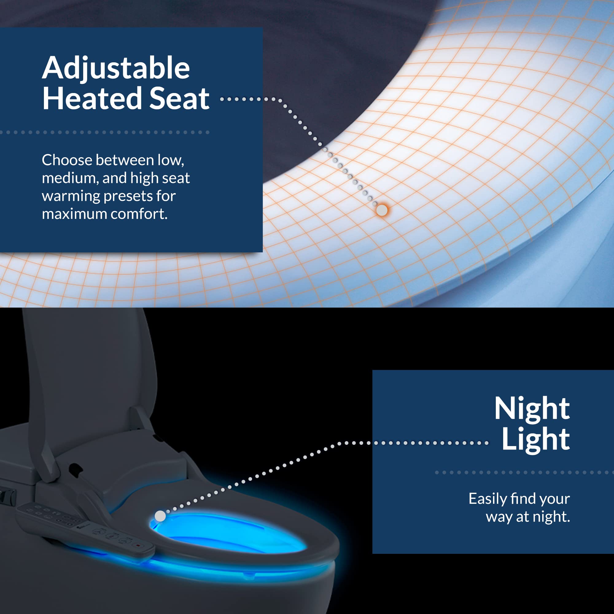 Bio Bidet Slim One Electric Bidet Toilet Seat Round - Warm Water & Heated Seat with Night Light & Remote Control - White - Perfect for Bathroom Comfort & Hygiene Upgrade