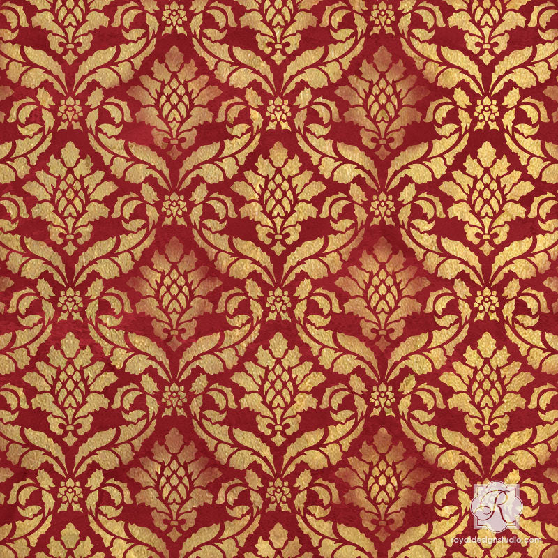 Classic Damask Christmas Stencil - Reusable Holiday Decorating Template for DIY Ornaments, Gift Wrapping & Festive Home Decor
