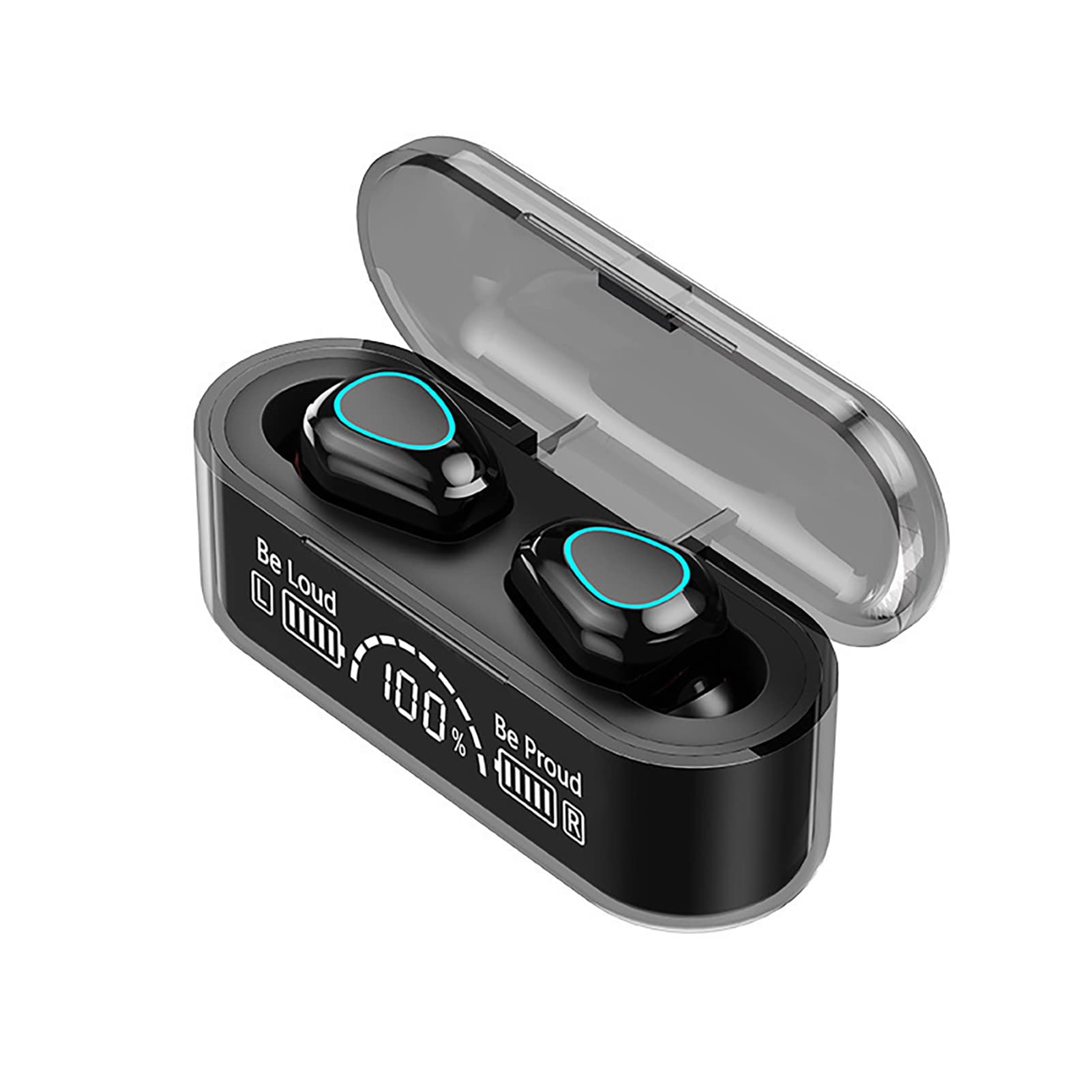 Wireless Earbuds with LED Digital Display Charging Case, IPX5 Waterproof Bluetooth 5.2 Earphones, 150H Playtime - Perfect for Gym, Running & Travel (Black)