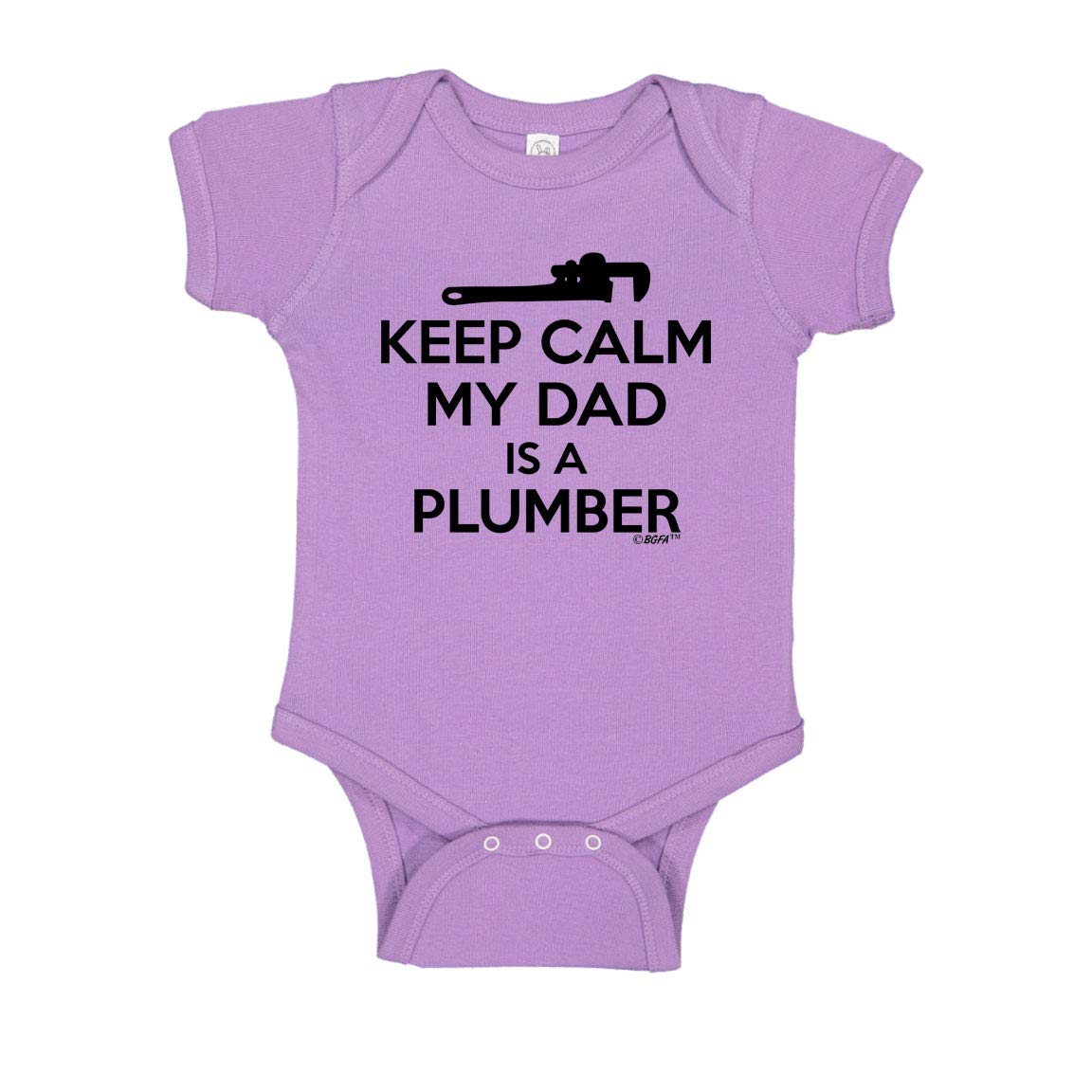Keep Calm My Dad is A Plumber Baby Bodysuit - Cute Newborn Outfit & Funny Plumber Dad Gifts for Baby Showers, Birthdays & Father's Day