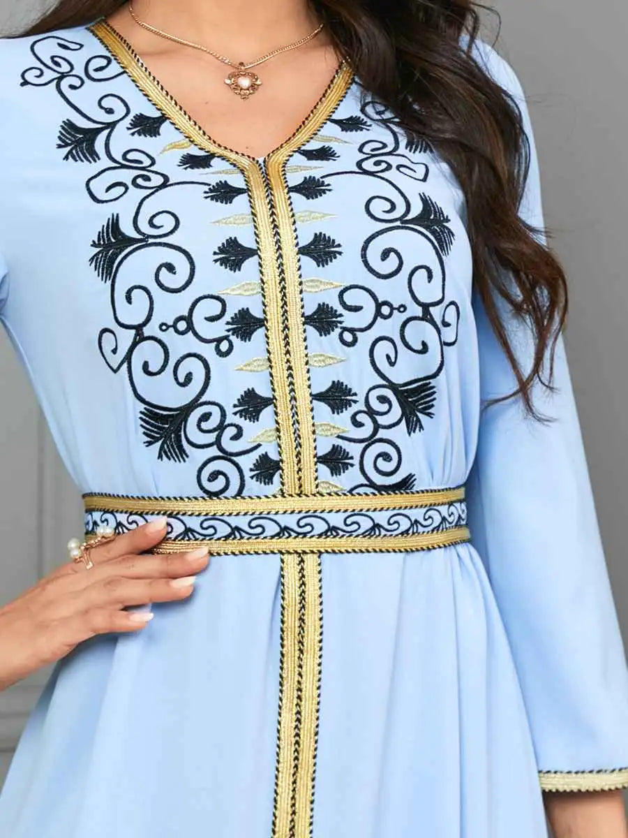 Elegant Embroidered Eid Dubai Caftan Dress for Women - Perfect for Special Occasions, Weddings & Festivals
