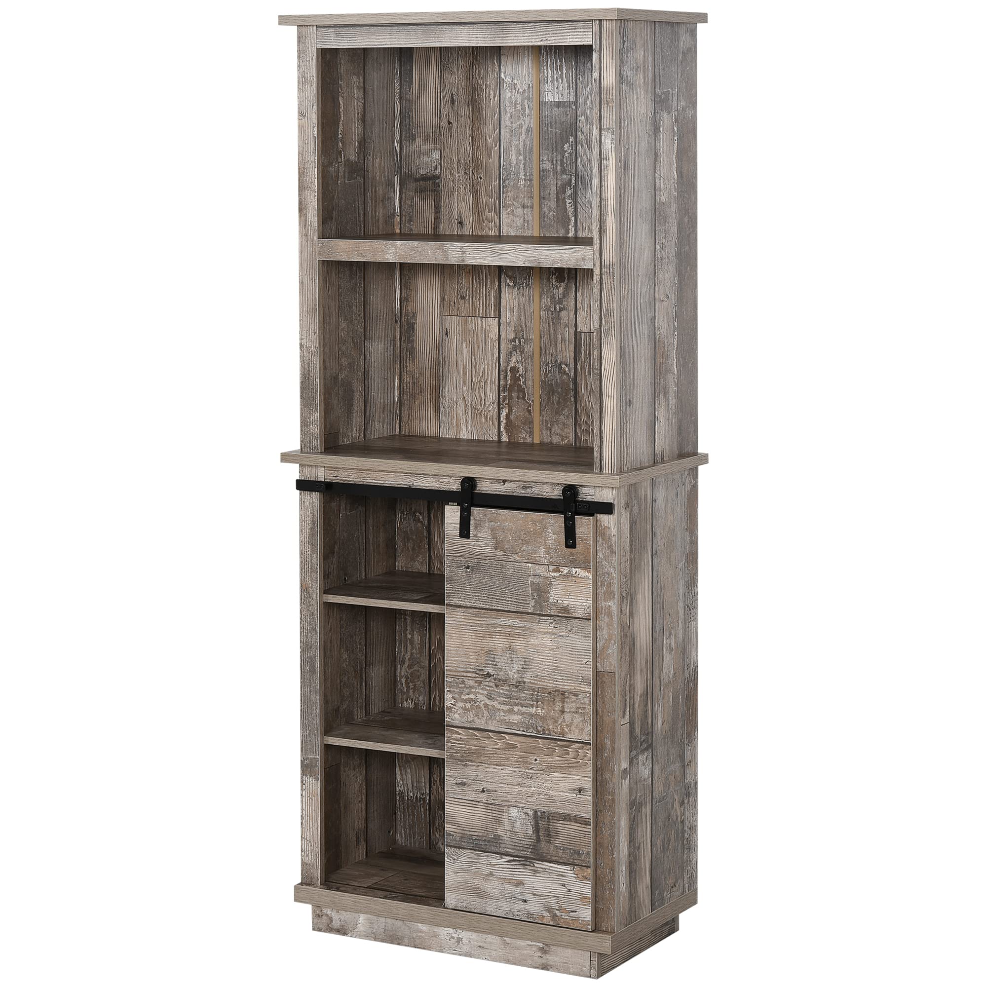 Vintage Rustic Kitchen Buffet Hutch with Sliding Barn Door - Freestanding Pantry Storage Cabinet with Adjustable Shelves for Farmhouse Dining Room Decor | Perfect for Kitchen Organization, Dining Room Storage & Country Style Home Decor