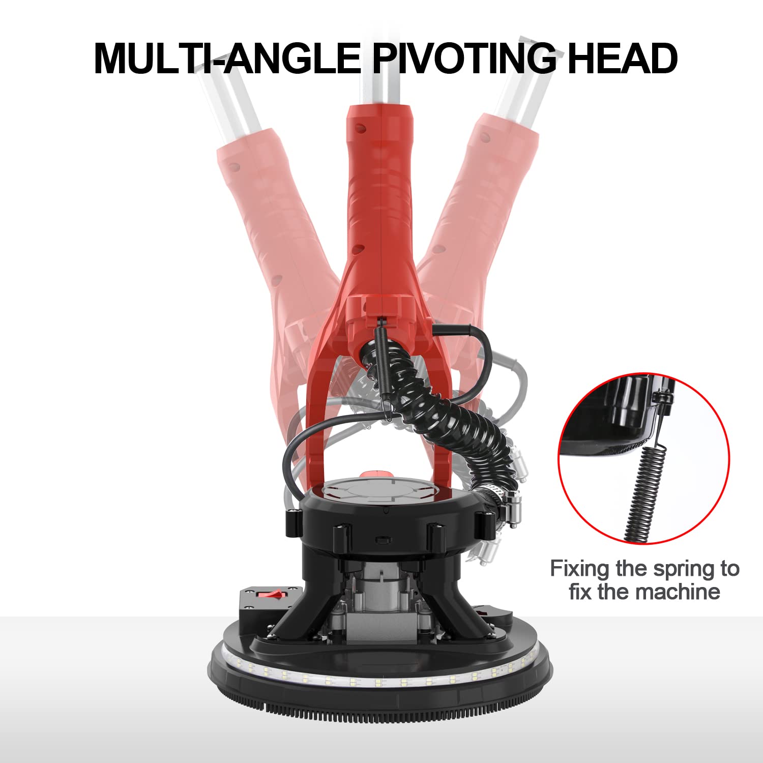 POPULO 810W 7A Electric Drywall Sander with Vacuum Attachment - 6 Speed Adjustable (1800RPM) Wall & Ceiling Sanding Tool with LED Light - Perfect for Drywall Repair, Home Renovation & Professional Construction Projects