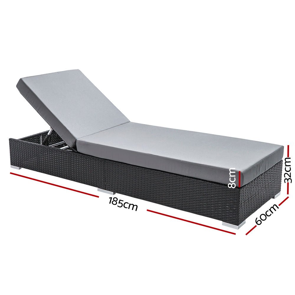 Finnley Outdoor Sun Lounge Chair - Interchangeable Covers in Beige, Grey & Red - Perfect for Poolside, Patio & Beach Relaxation