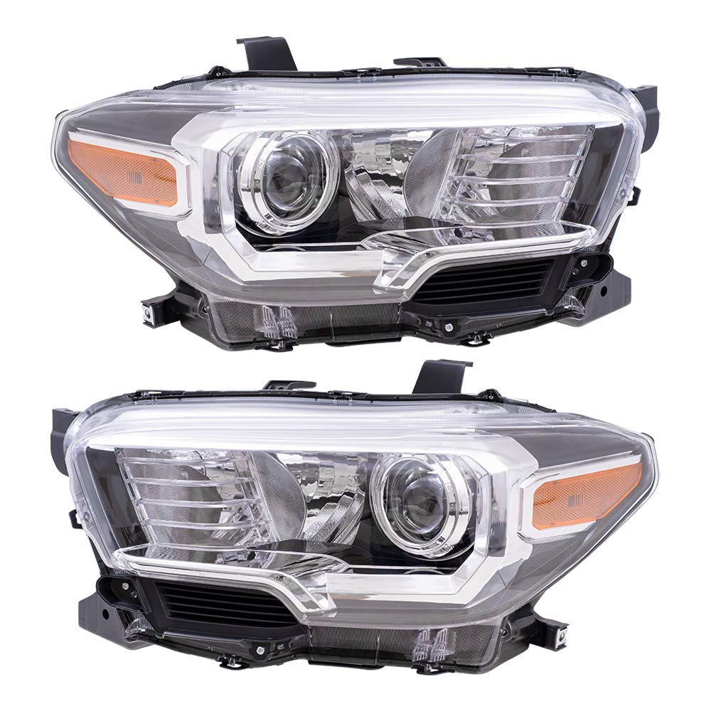 2018 Toyota Tacoma Halogen Headlight Assembly - Left & Right Side Replacement with Fog Lights - No LED DRL - Perfect for Night Driving & Off-Road Adventures