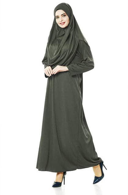 EDUS Women's Abaya with Prayer Rug - Modest Islamic Prayer Dress for Women, Farasha Long Muslim Gown with Hijab Bonnet - Perfect for Prayer, Mosque, and Special Occasions