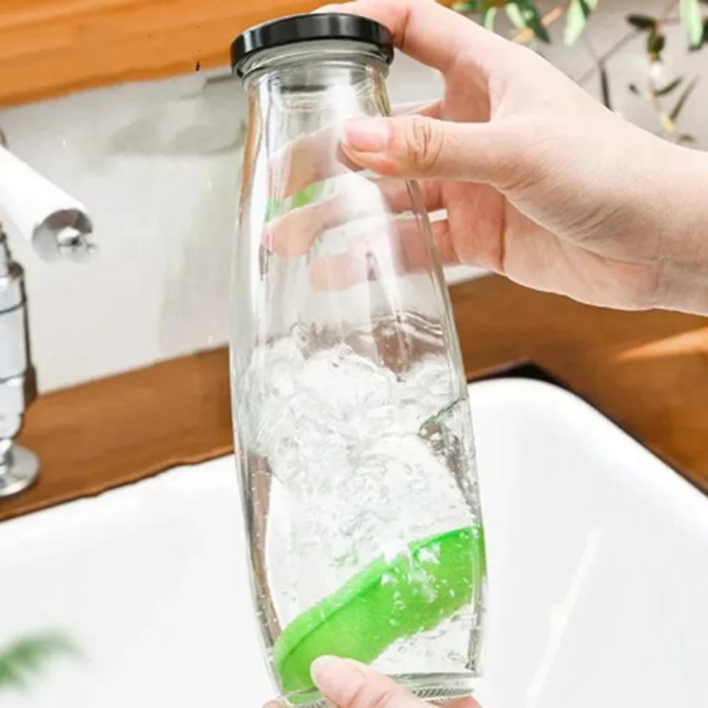 Reusable Bottle Cleaning Brush Set - Glass & Kitchen Cup Scrubber Sponge for Deep Cleaning | Dishwasher Safe, Eco-Friendly | Perfect for Baby Bottles, Wine Glasses, Travel Mugs & Water Bottles