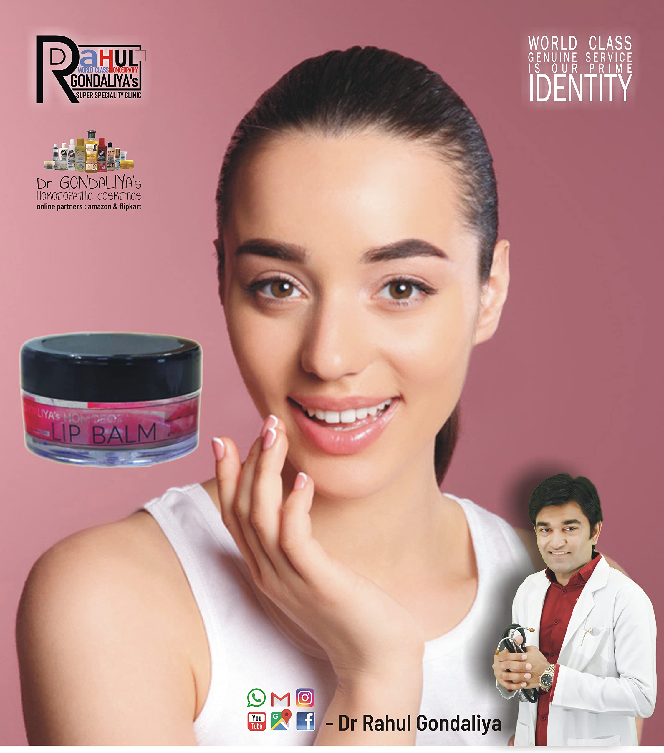 Dr. Gondaliya's Natural Lip Balm (25g) - Moisturizing & Healing for Dry, Chapped Lips - Perfect for Winter, Travel & Daily Hydration