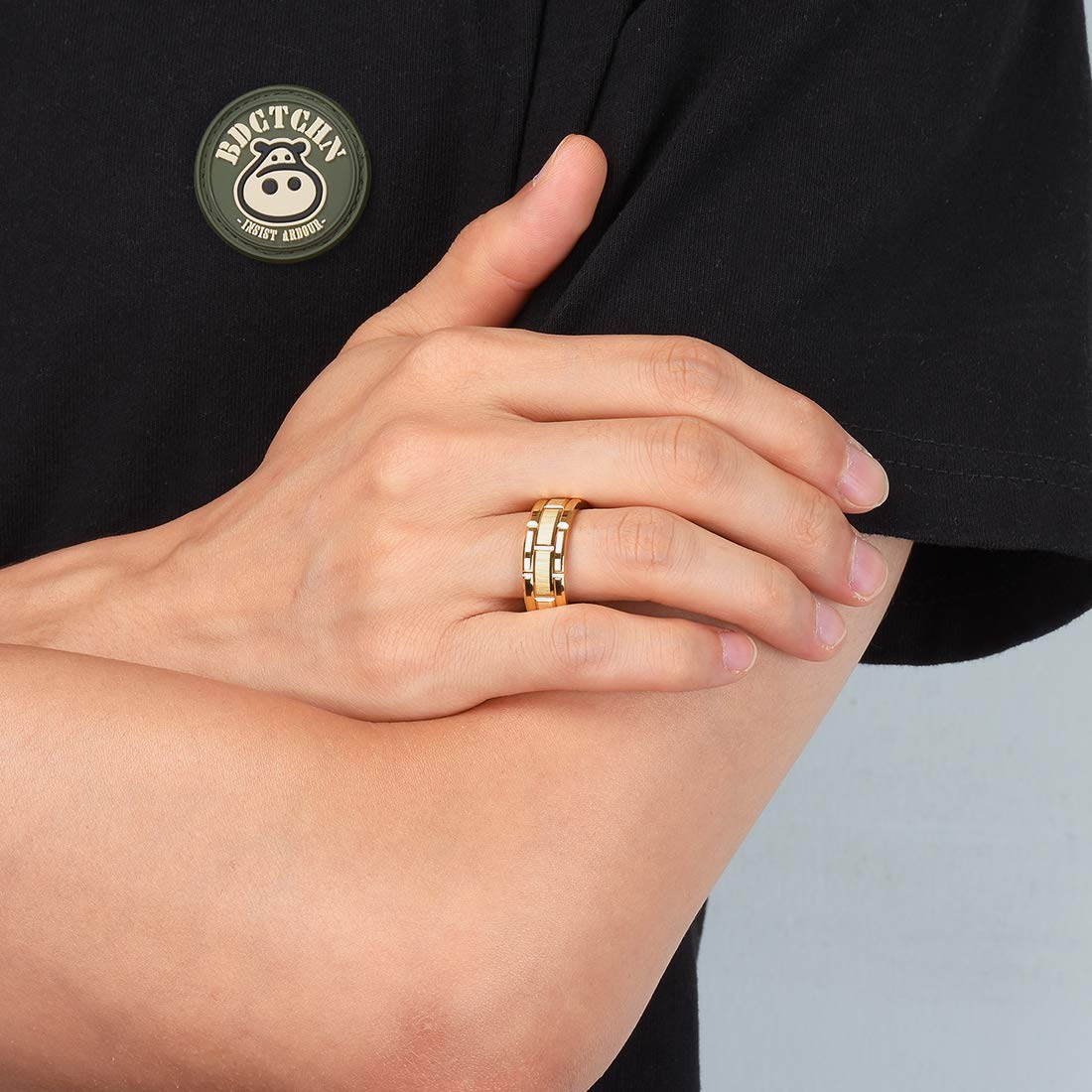 King Will Classic Men's 8mm Tungsten Carbide Wedding Band - Silver/Black/Gold/Rose Gold - Brick Pattern with Groove Center & Brushed Finish - Comfort Fit Ring for Men - Perfect for Weddings, Anniversaries, and Everyday Wear