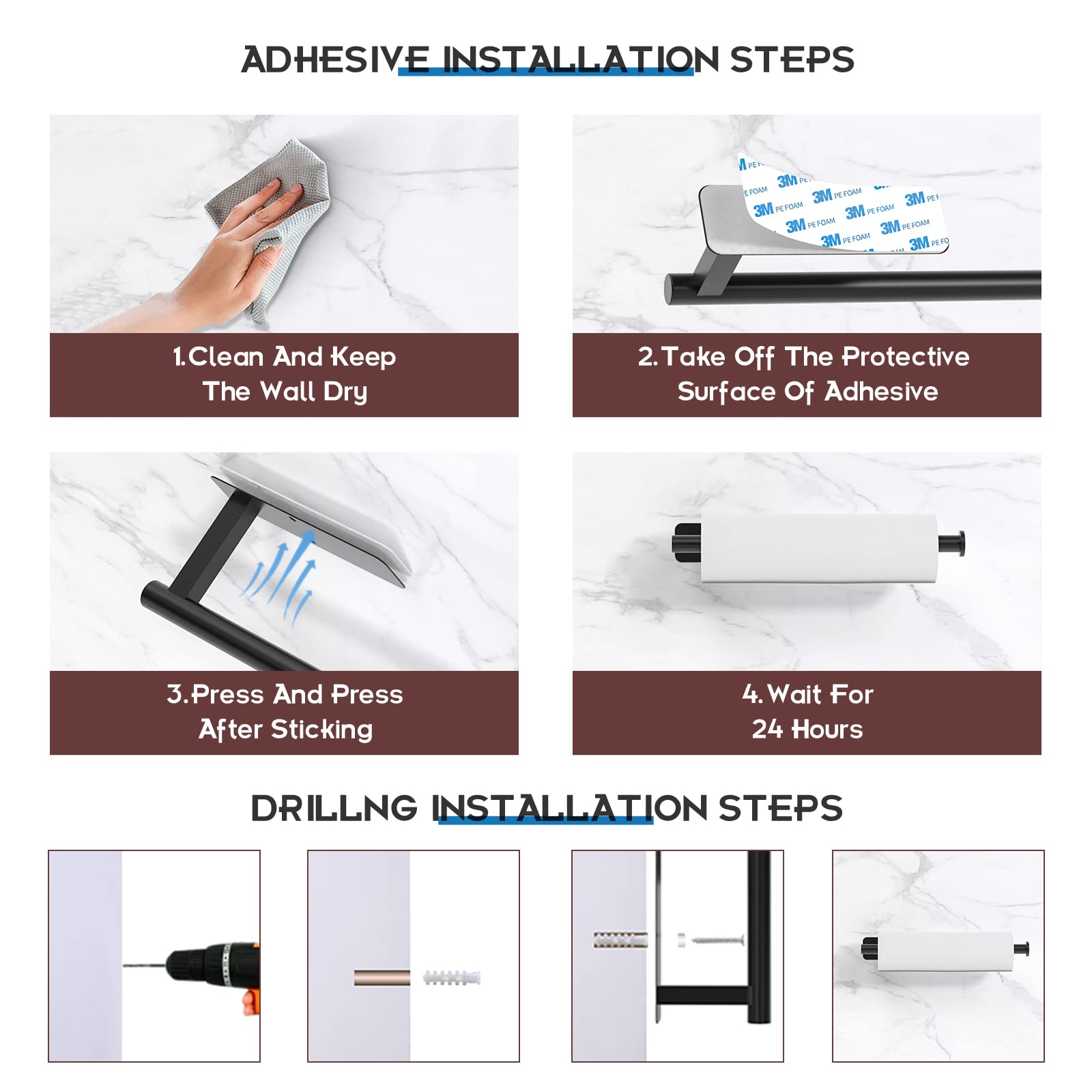 No Drill Under Cabinet Paper Towel Holder - 12