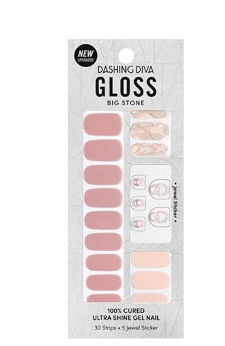 DASHING DIVA Gloss Gel Nail Strips with Big Stones - Autumn Pear Pendant Design (GVP238B) | K-Beauty Manicure for Fall & Winter | Perfect for Parties, Holidays & Special Occasions