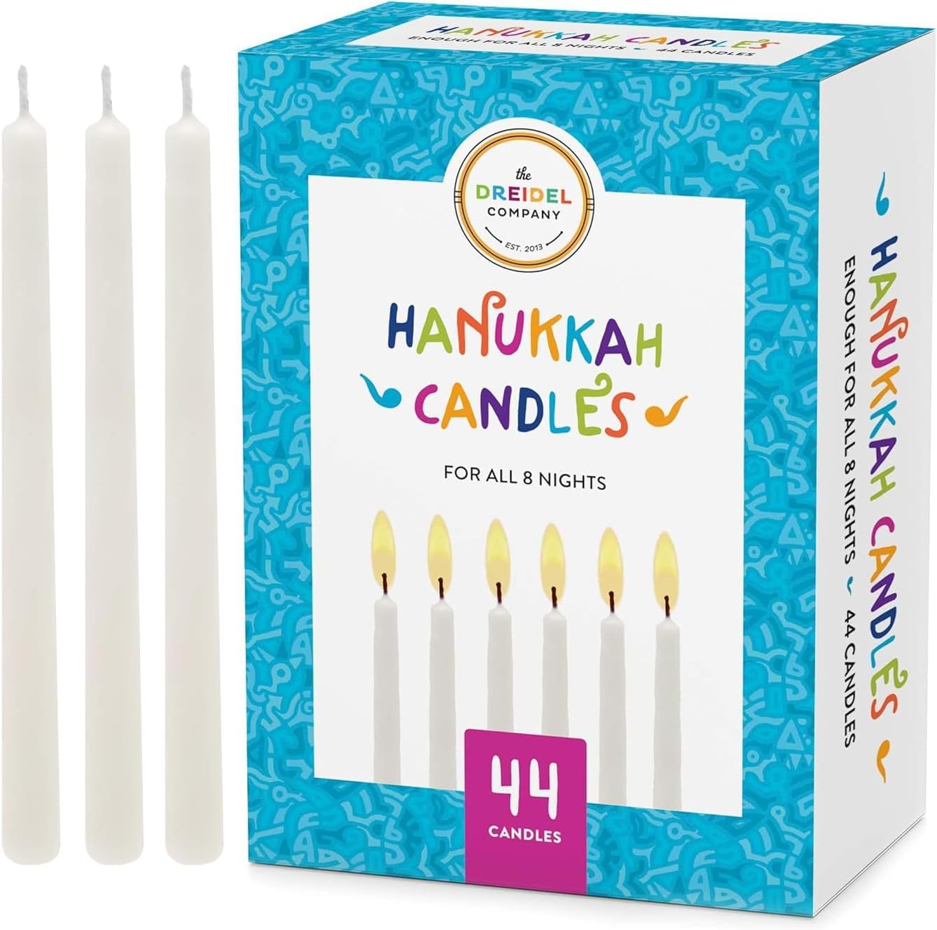 Premium Hanukkah Candles Set - 44 White Menorah Candles for All 8 Nights of Chanukah (5-Pack) | Traditional Jewish Holiday Candle Lighting Ceremony & Home Decoration