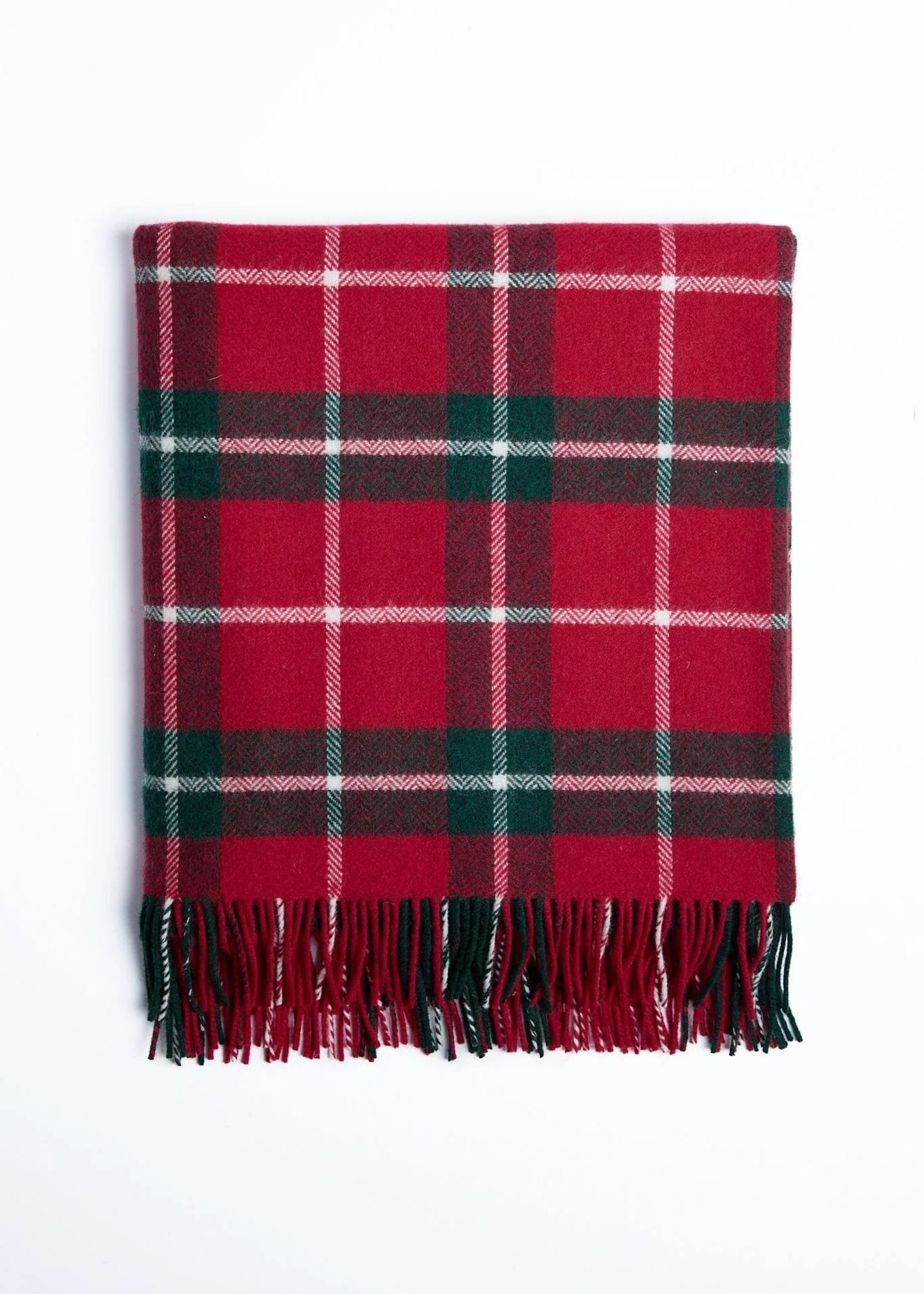 Foxford Lambswool Throw Blanket - Soft Warm Ashford Green Check Plaid Wool Blanket for Couch, Bed & Winter Cozy Home Decor