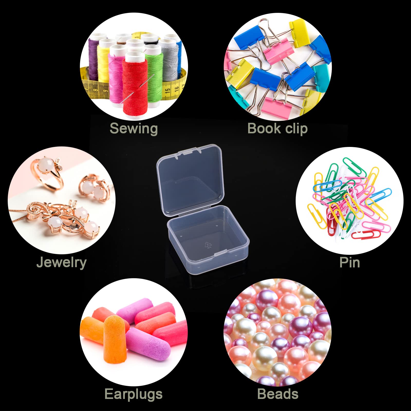 24-Piece Clear Plastic Storage Containers with Lids - Small Rectangle Organizer Boxes for Beads, Crafts, Stamps, Clay & Jewelry - Perfect for DIY Projects, Sewing Pins & Home Organization