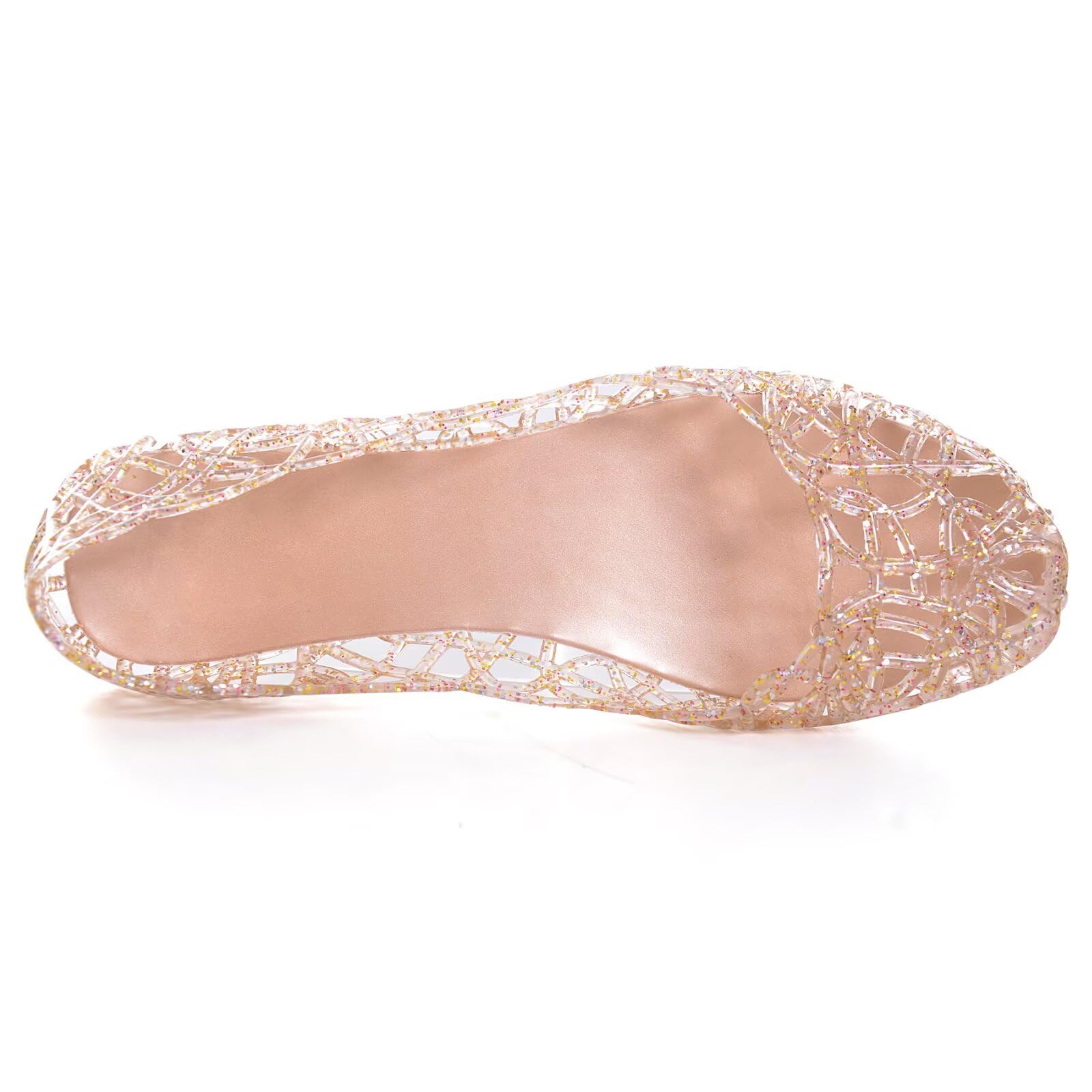 Stunning Women's Jelly Sandals Slip On Crystal Clear Beach Shoes - Soft Hollow Ballet Flats for Summer, Pool Party & Vacation Wear