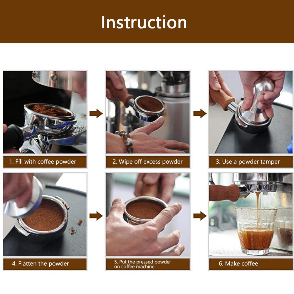 Premium 2.3 Inch Stainless Steel Coffee Tamper with Wood Handle - Professional Espresso Tamping Tool for Home Baristas, Coffee Shops & Office Use - Perfect for Espresso Machine Powder Pressing & Latte Art Preparation