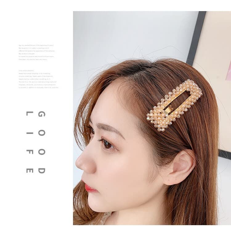 Ashkash 2Pcs Stylish Beaded Hair Clips for Women, Brides & Teens - Snap-On Design for Easy Hair Styling | Perfect for Weddings, Parties & Everyday Wear