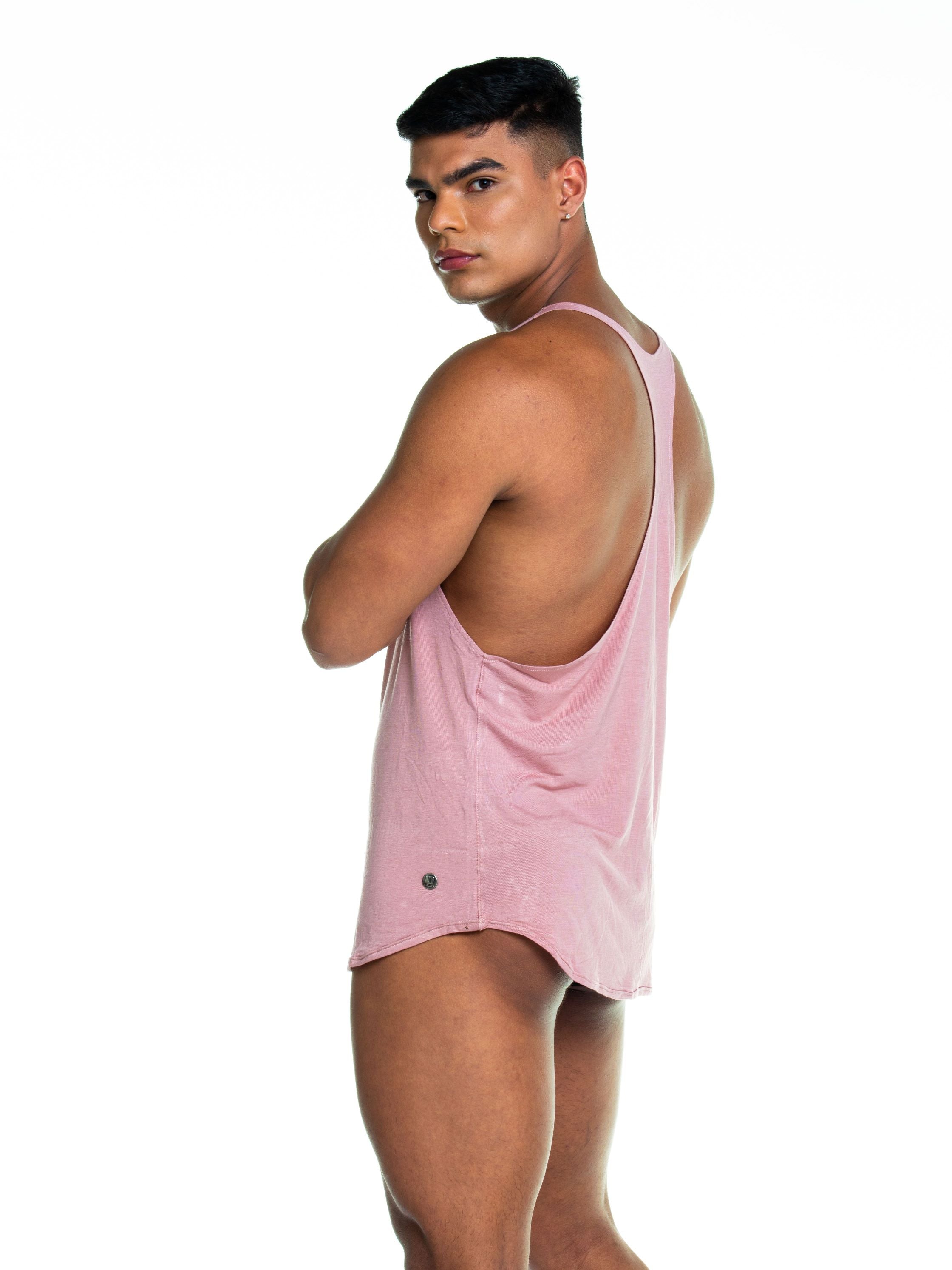Gigo Forever Stringer Tank Top for Women - Soft Pink Ribbed Crop Cami - Gym, Yoga, Beach & Casual Wear