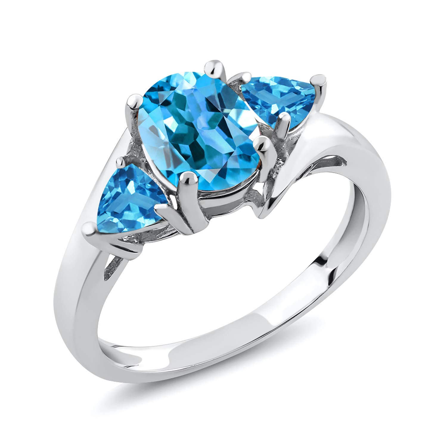 1.86 Ct Oval Swiss Blue Topaz Ring - 925 Sterling Silver Jewelry for Women | Gem Stone King | Elegant Gift for Birthday, Anniversary & Special Occasions