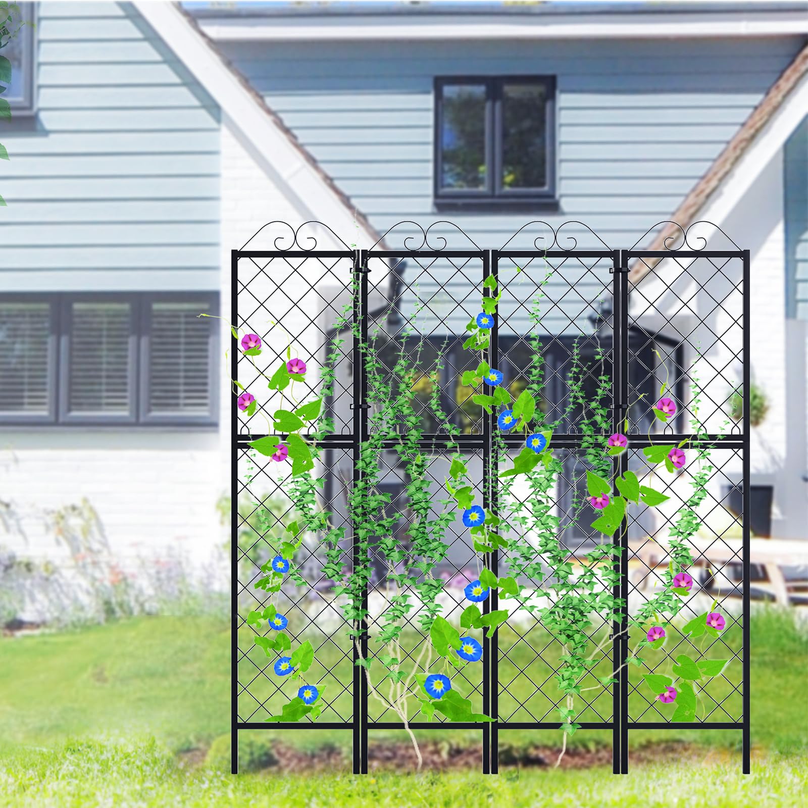 Zhongma 2 Pack 77.2 Inch Tall Metal Garden Trellis for Climbing Plants - Rust-Resistant Plant Support for Flowers, Vegetables, Vines | Perfect for Outdoor Gardens, Backyard Landscaping & Vertical Gardening