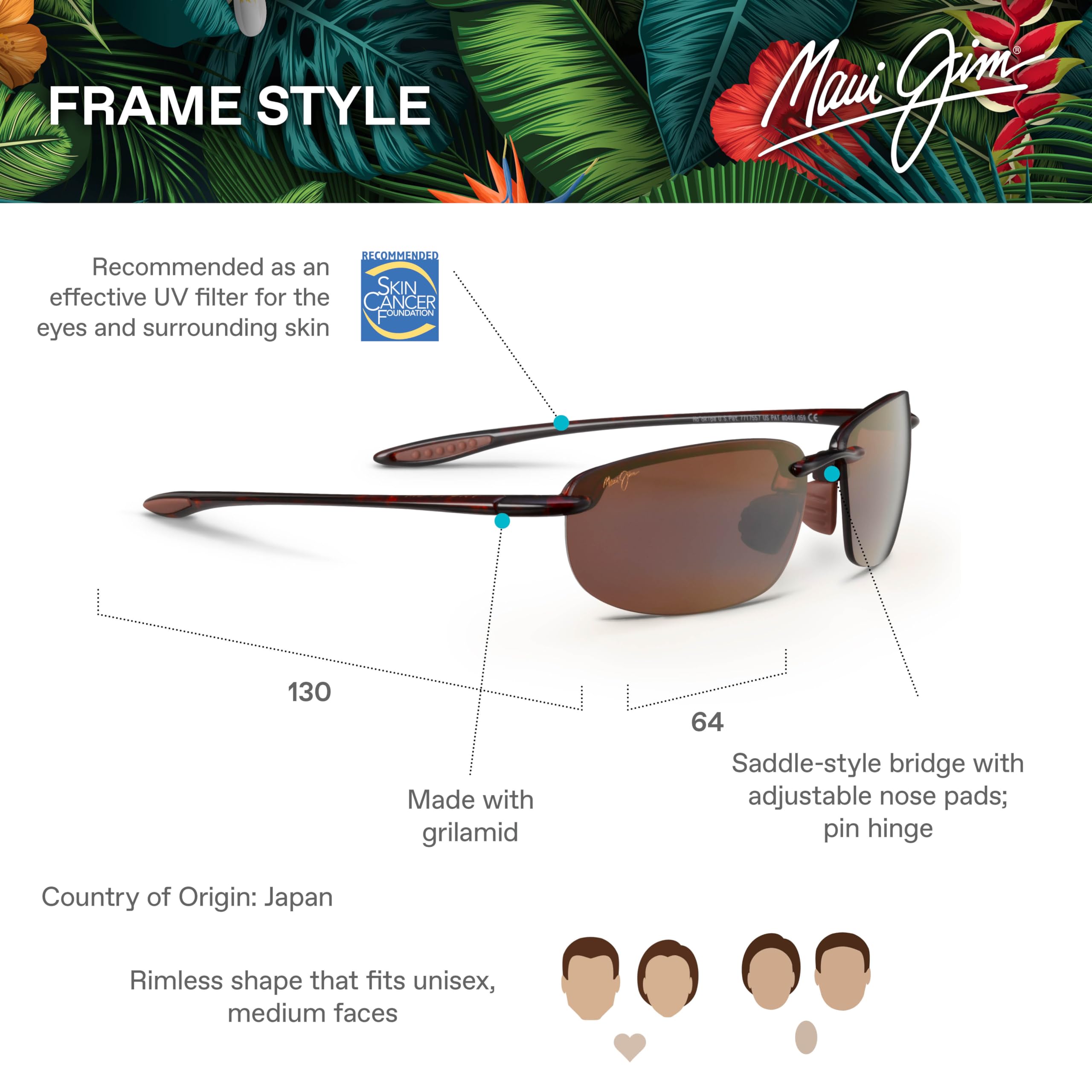 Maui Jim Hookipa Polarized Rimless Reading Sunglasses for Men & Women - Universal Fit UV Protection for Driving, Fishing & Outdoor Activities