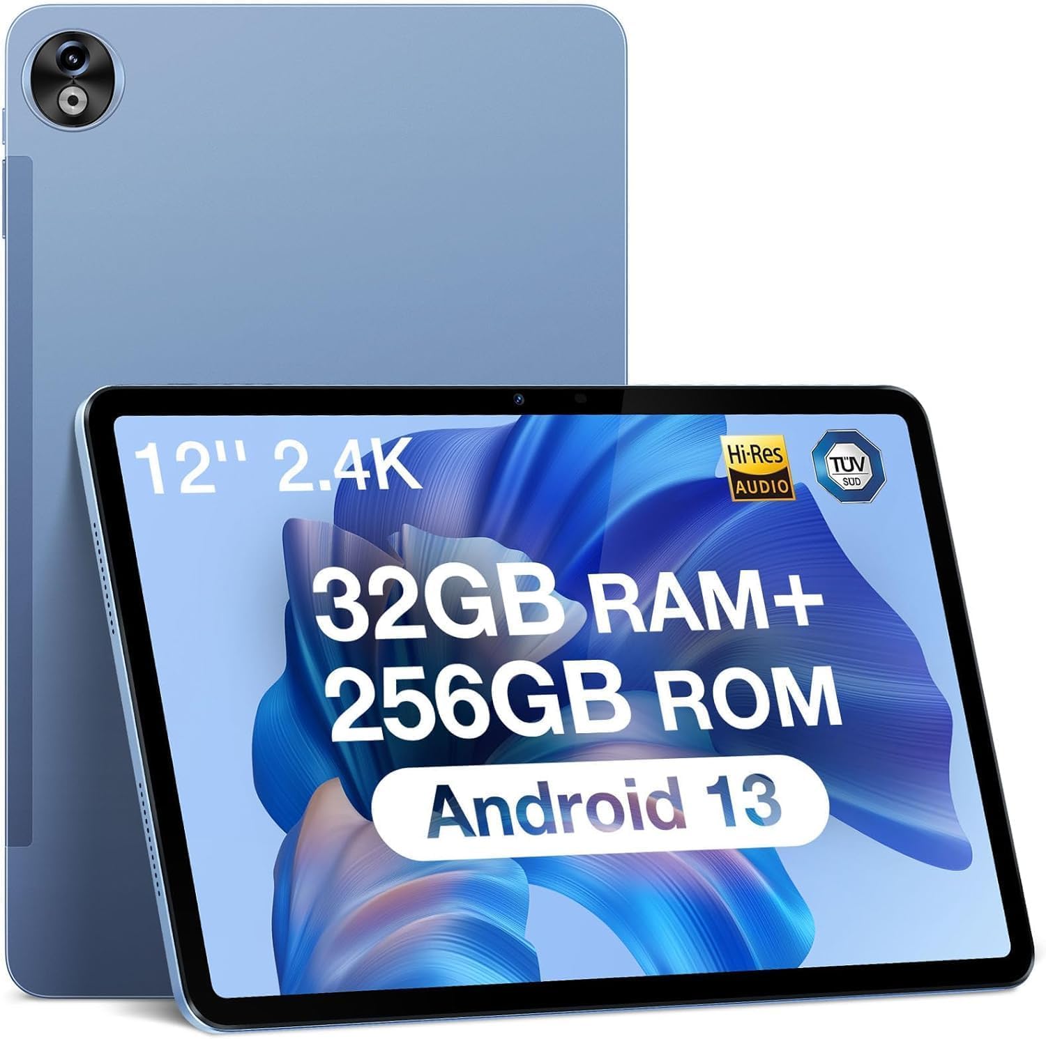 NEUJD T20 Ultra 12-inch Android 13 Tablet - 32GB+256GB ROM, Expandable to 2TB, 2.4K Display, Octa-Core 2.2GHz G99 Processor, 10800mAh Battery, Dual-Band WiFi (Blue) - Perfect for Work, Study, and Entertainment