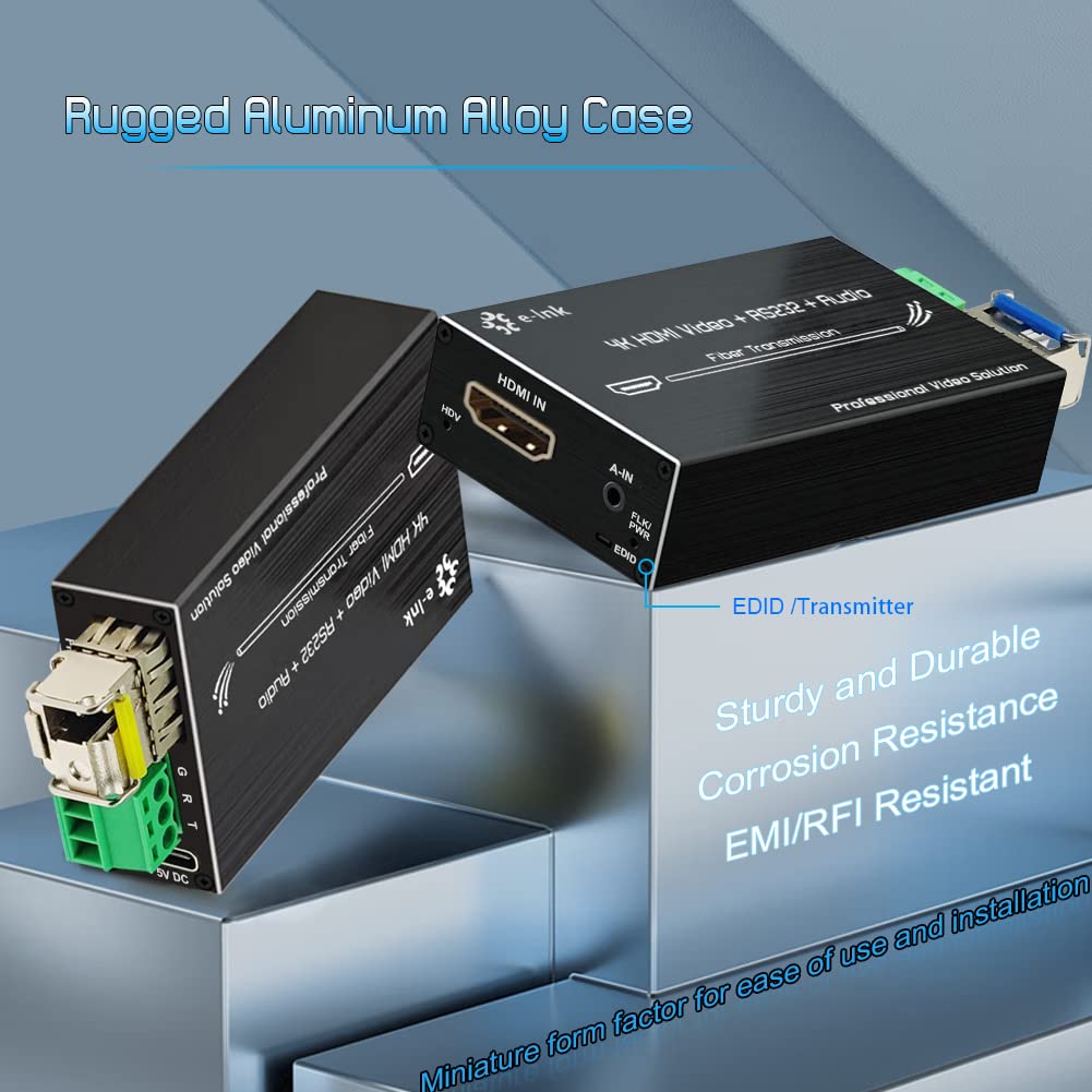 4K HDMI Fiber Optic Extender - 20km Long Range with RS232 & Stereo Audio Support for Home Theater, Conference Rooms & Digital Signage