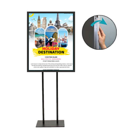 Double Pole Floor Stand 12x24 Sign Holder | 1 1/4