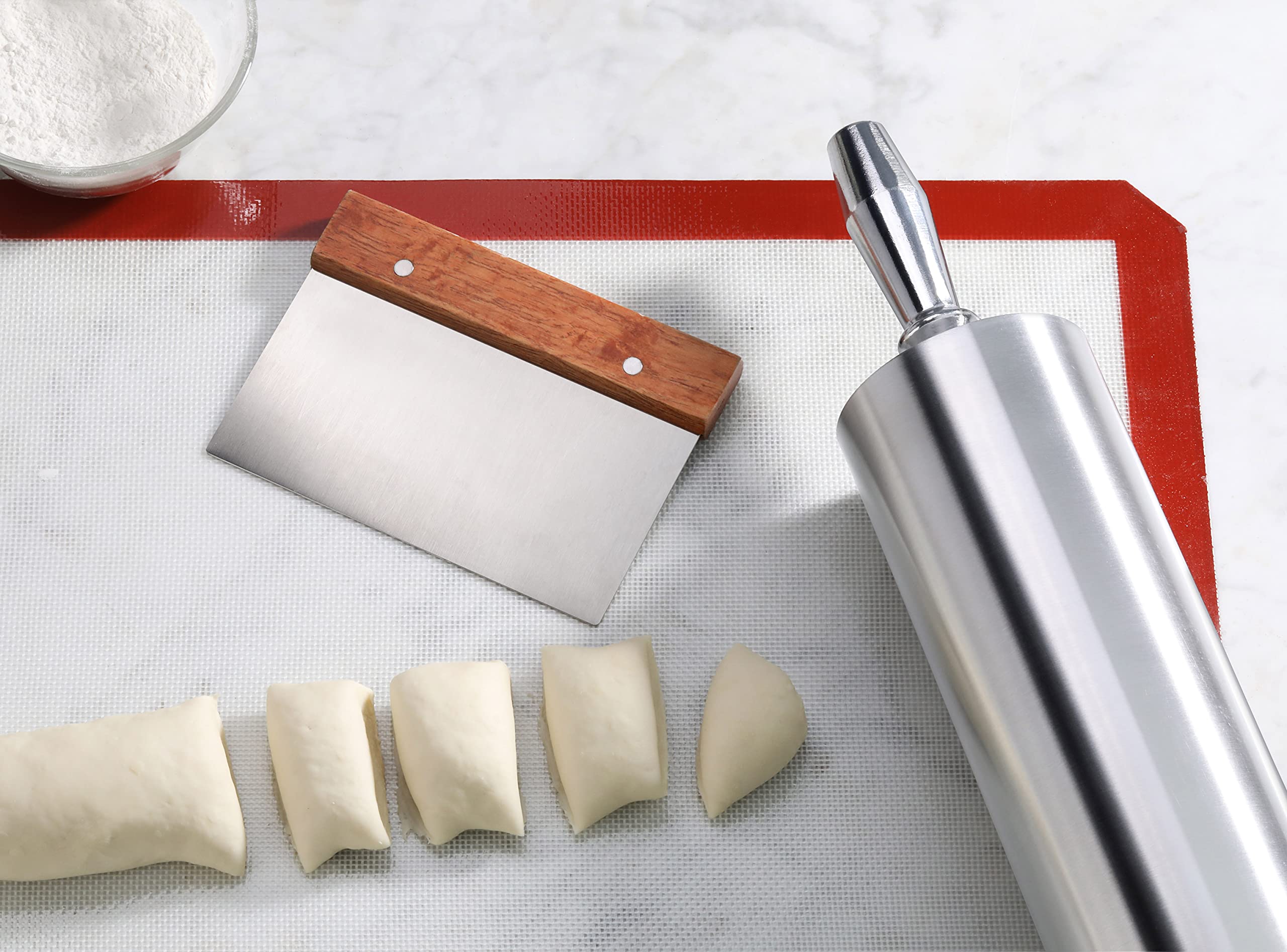Premium Wood Handle Dough Scraper - 6