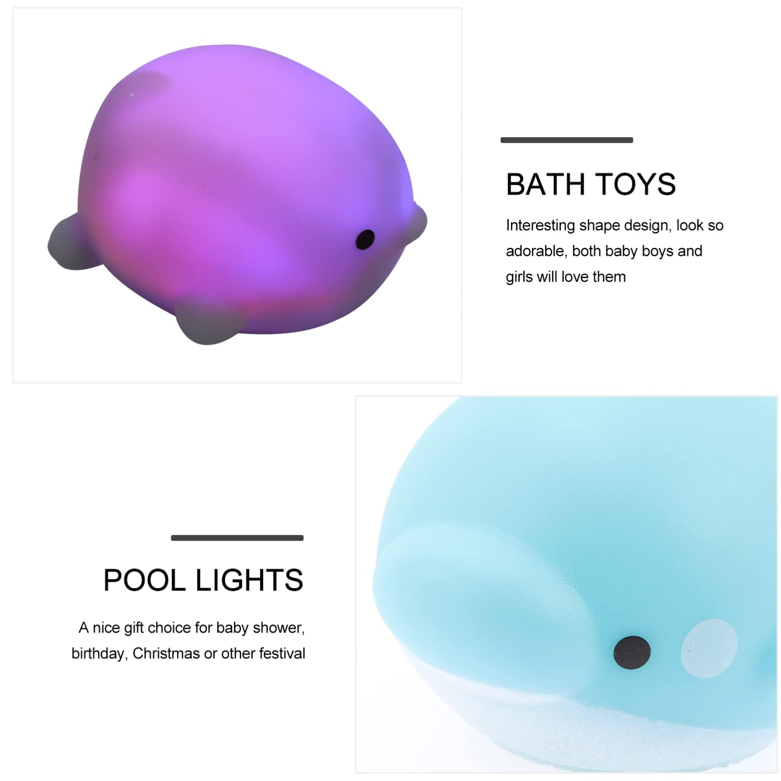 VICASKY 8-Piece LED Bathtub Toys for Kids - Glow in the Dark Bath Time Fun, Floating Light Up Water Play Toys for Toddlers & Babies (Perfect for Sensory Play, Nighttime Baths, and Pool Parties)