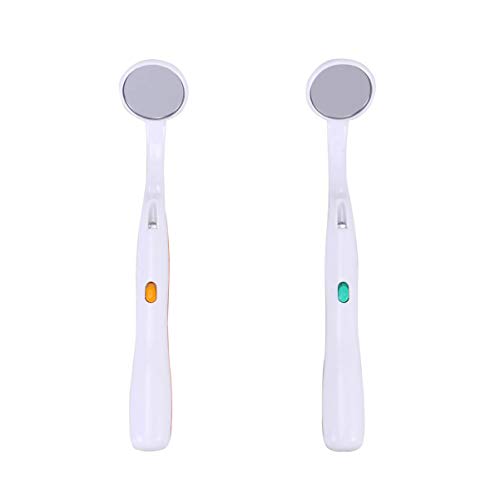LED Dental Mouth Mirror with Light - 2PCS Anti-Fog Oral Mirror for Teeth Inspection, Dentist & Home Use - Curved Angle Design for Easy Oral Care & Dental Exams