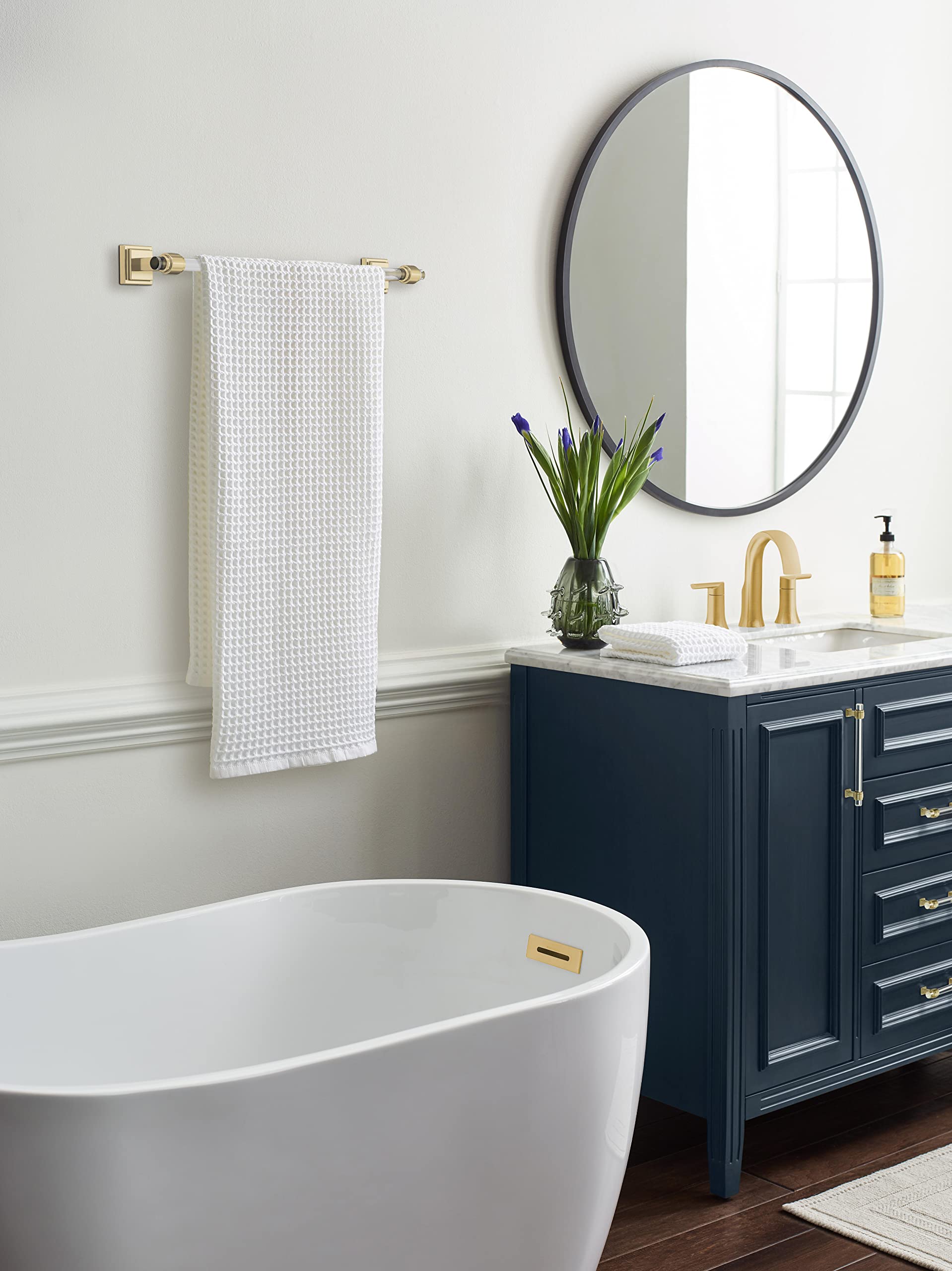 Amerock BH36063CBBZ 18-Inch Glacio Towel Bar in Clear/Golden Champagne - Modern Bathroom Towel Rack & Holder for Bath Accessories - Perfect for Spa, Guest Bathroom, and Luxury Home Decor
