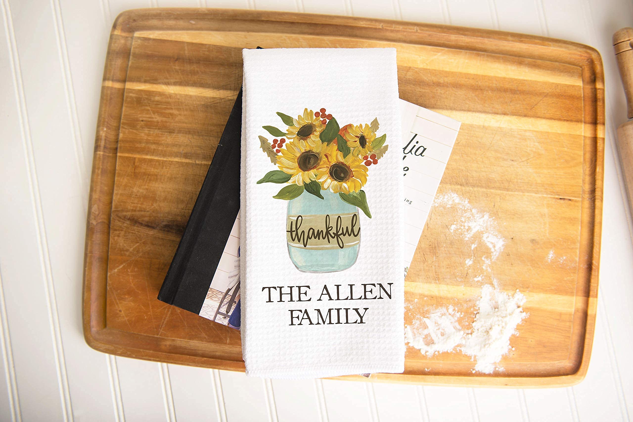 Custom Fall Waffle Weave Dish Towel - Personalized Kitchen Towel Set for Autumn Decor | Absorbent & Durable Cotton Towels for Thanksgiving, Halloween & Cozy Fall Kitchen Decorations