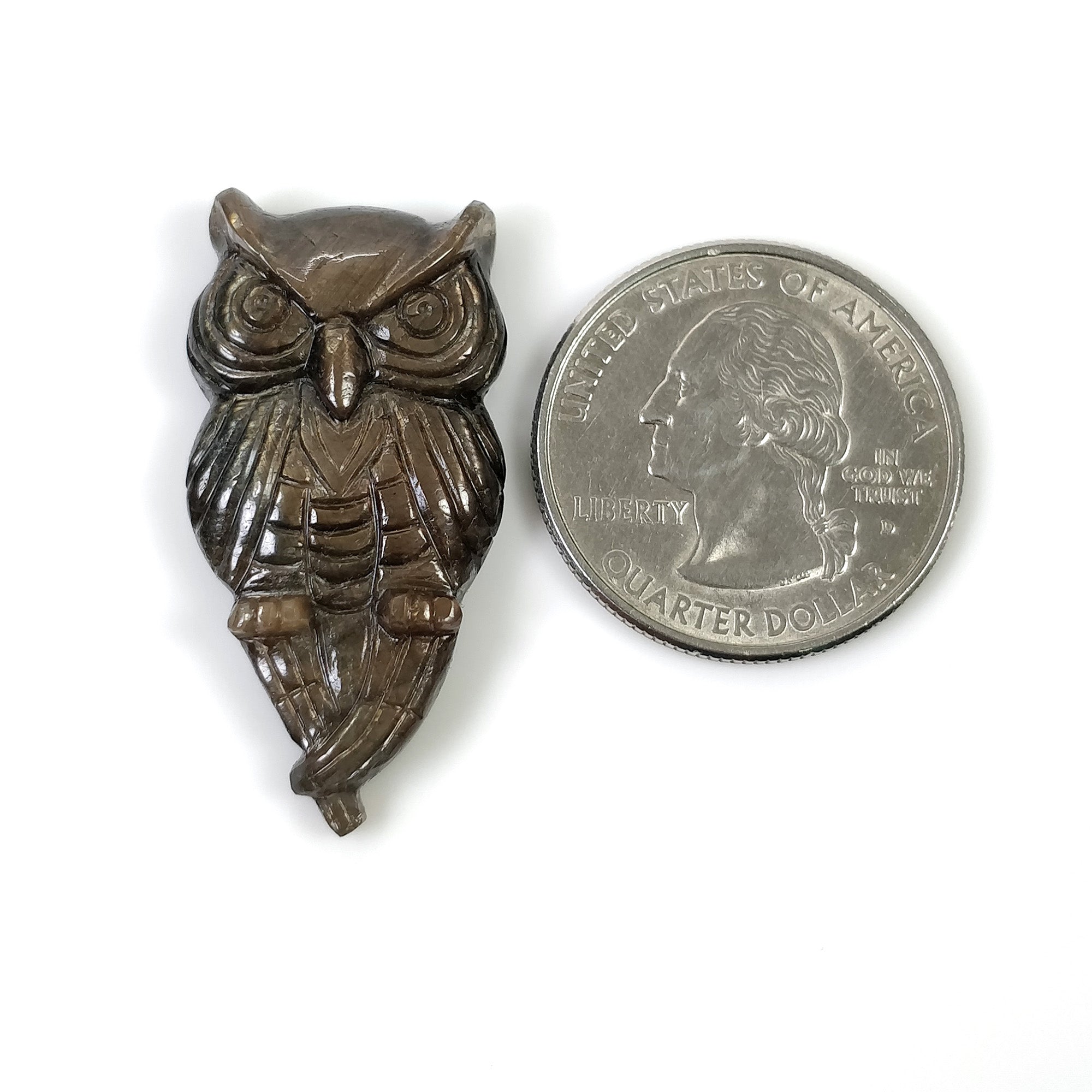 Natural Untreated Golden Brown Chocolate Sapphire Gemstone Carving - Hand Carved Owl Pendant for Jewelry Making & Collectors | Unique Gift for Birthdays, Anniversaries & Spiritual Healing