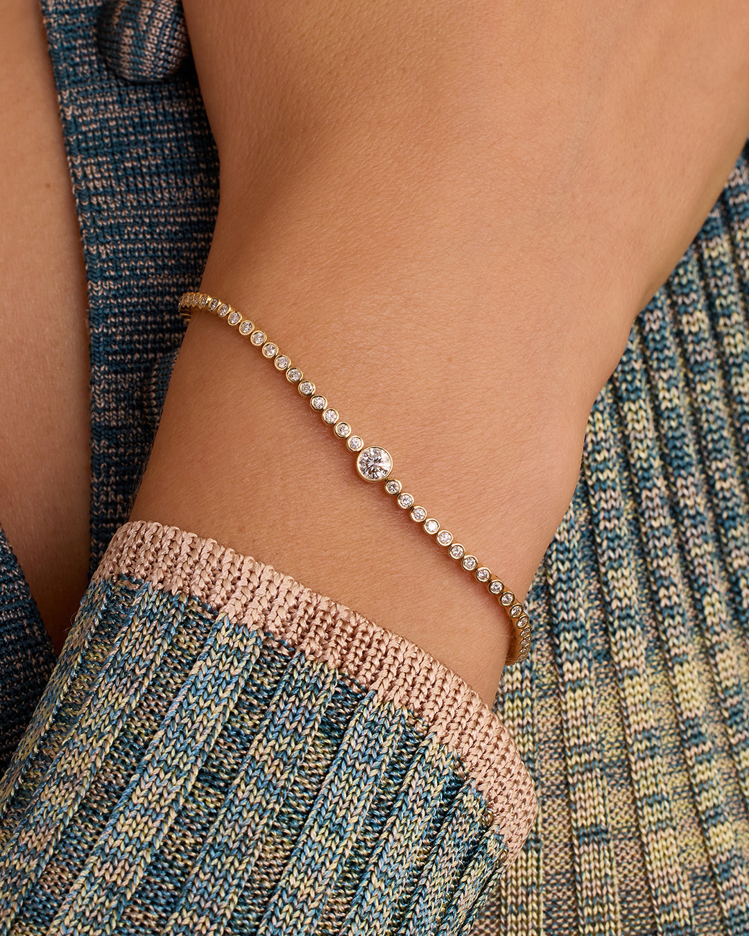 Lab Grown Diamond Tennis Bracelet for Women - 14K Gold Circle Link Chain Bracelet - Elegant Jewelry for Weddings, Parties & Special Occasions