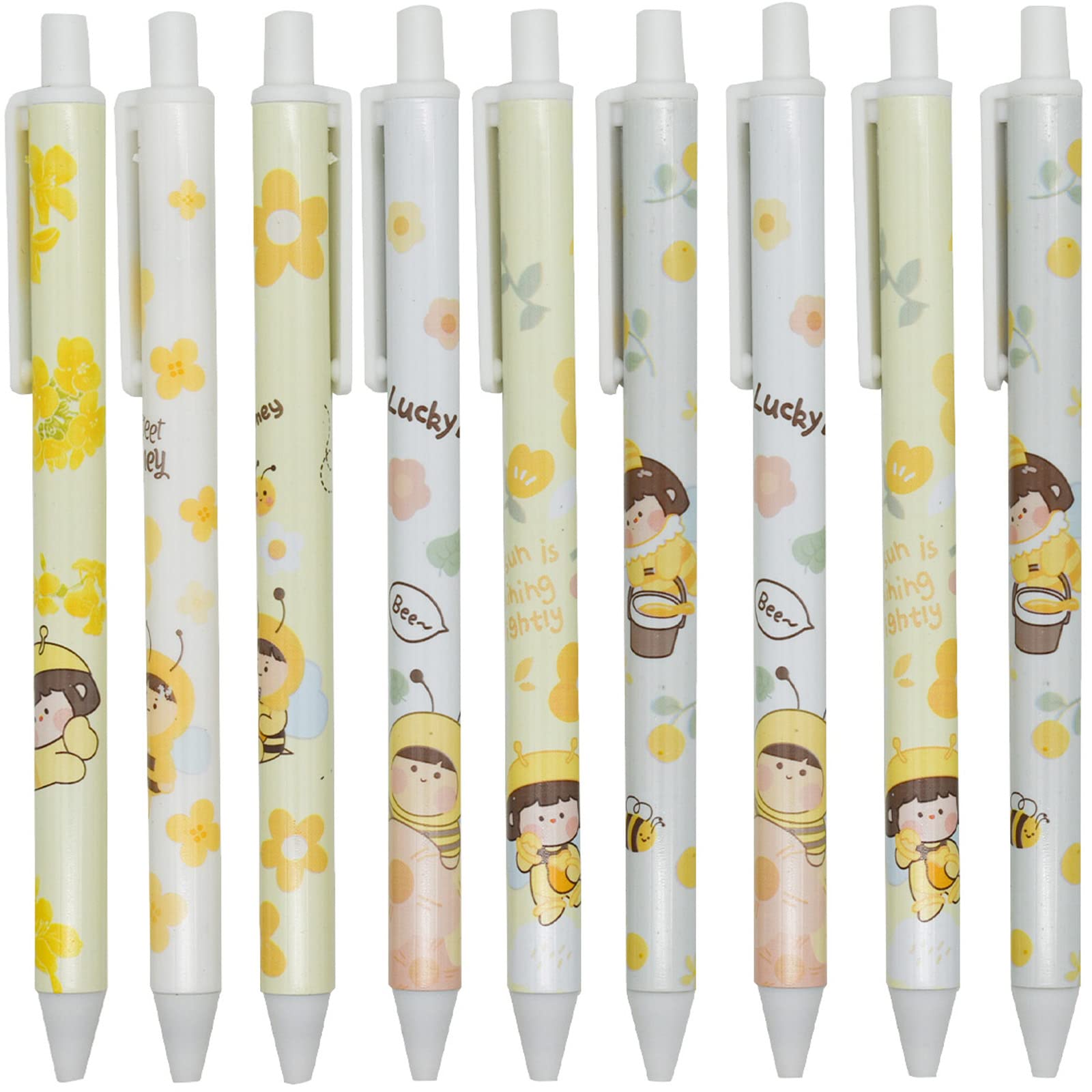 12 PCS Cartoon Bees Gel Pens - Cute Animal Retractable Ballpoint Pens with Black Ink for School, Office & Party Supplies - Perfect for Note Taking, Gift Giving & Creative Writing