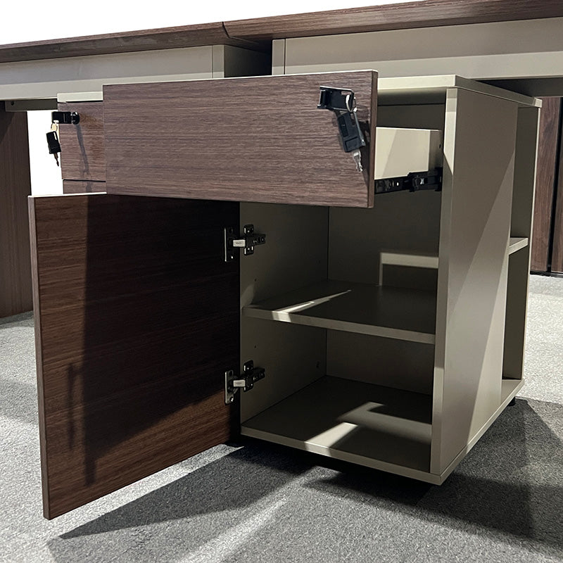 Anderson 2-Person Workstation Desk 2.4M (94.5 Inches) - Hazelnut & Beige Home Office Furniture for Small Spaces | Perfect for Remote Work, Study & Shared Workspaces
