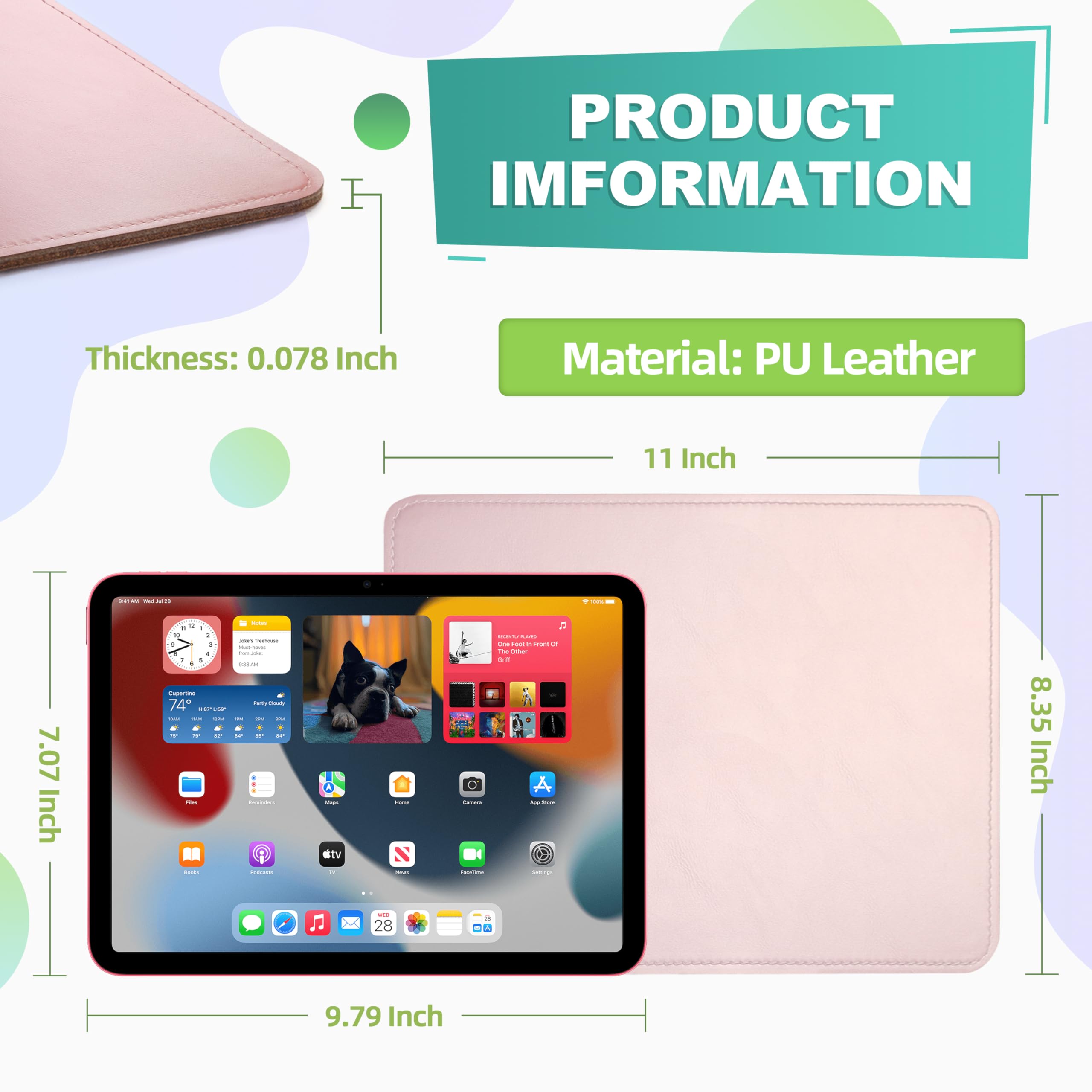 Premium PU Leather Mouse Pad with Stitched Edge - Non-Slip Microfiber Base, Waterproof Desk Mat for Computer & Laptop (8x11 Inch, Rose Pink) - Perfect for Office, Gaming & Home Workspace