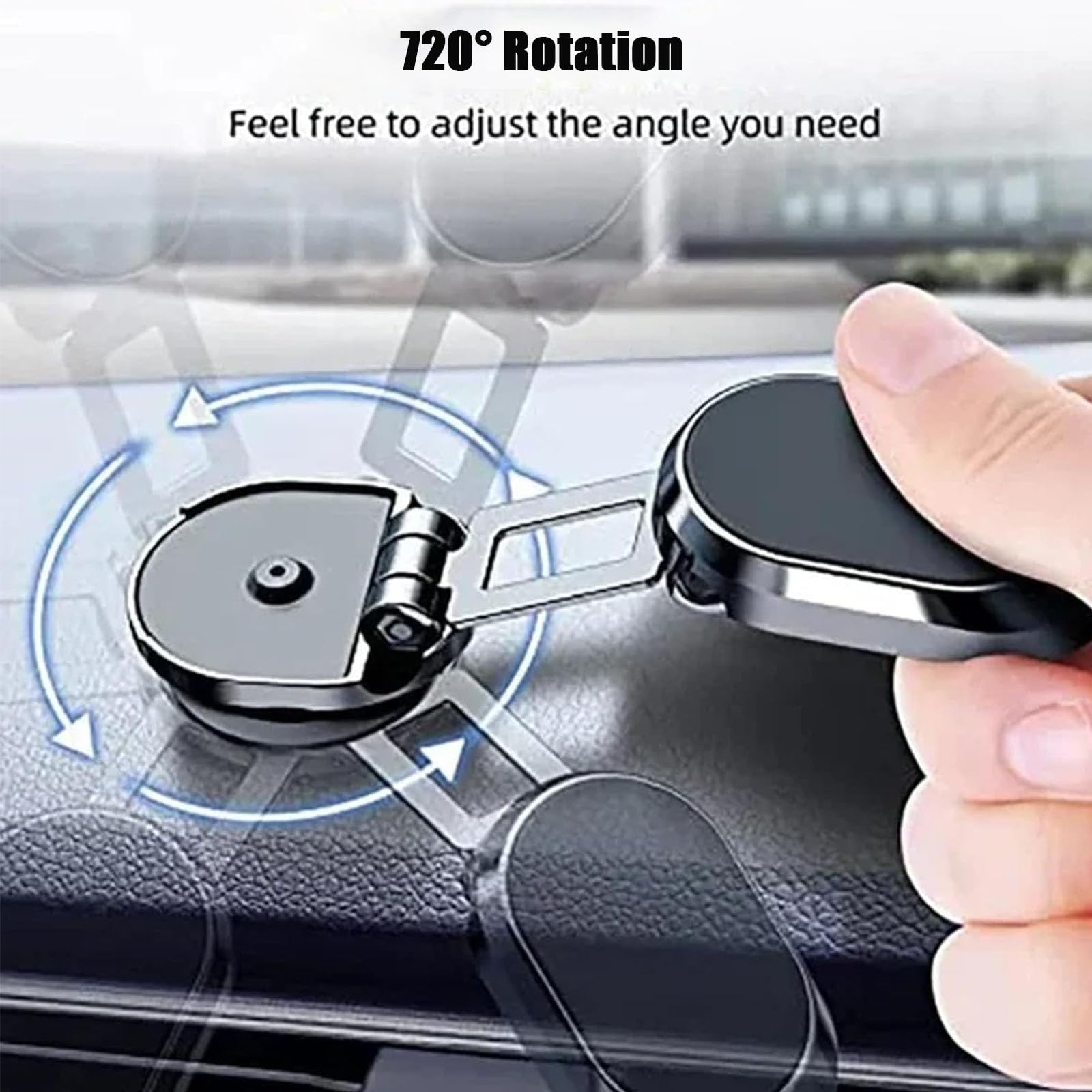 Lekxagabo Magnetic Car Phone Holder - 720° Rotatable & Anti-Shake Universal Smartphone Mount for iPhone Samsung Galaxy (Black) | Perfect for Driving, Commuting & Hands-Free Navigation