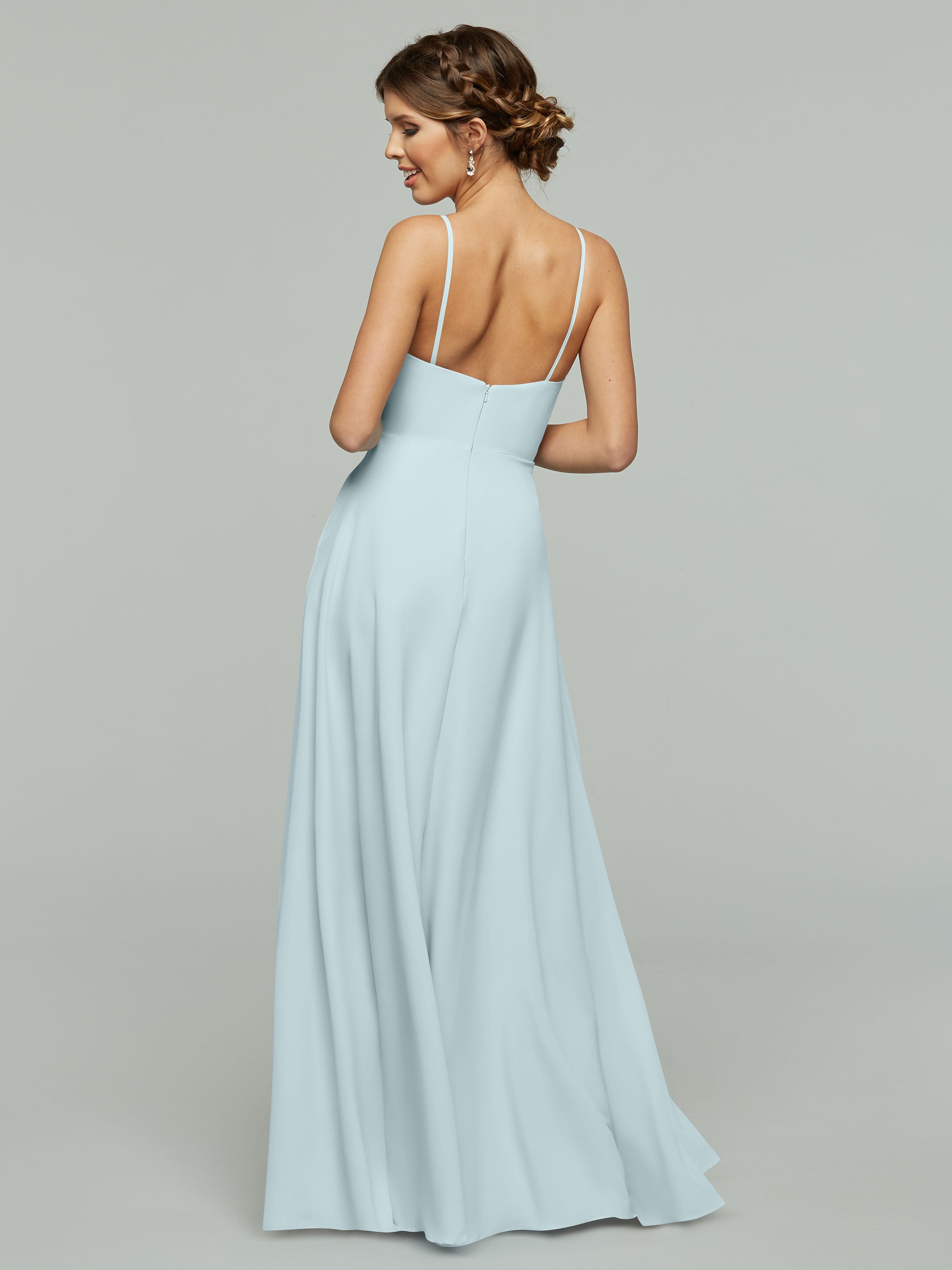 Elegant 83012 Flowy Stretch Chiffon A-Line Bridesmaid Dress with V-Neckline - Perfect for Weddings, Formal Events & Special Occasions