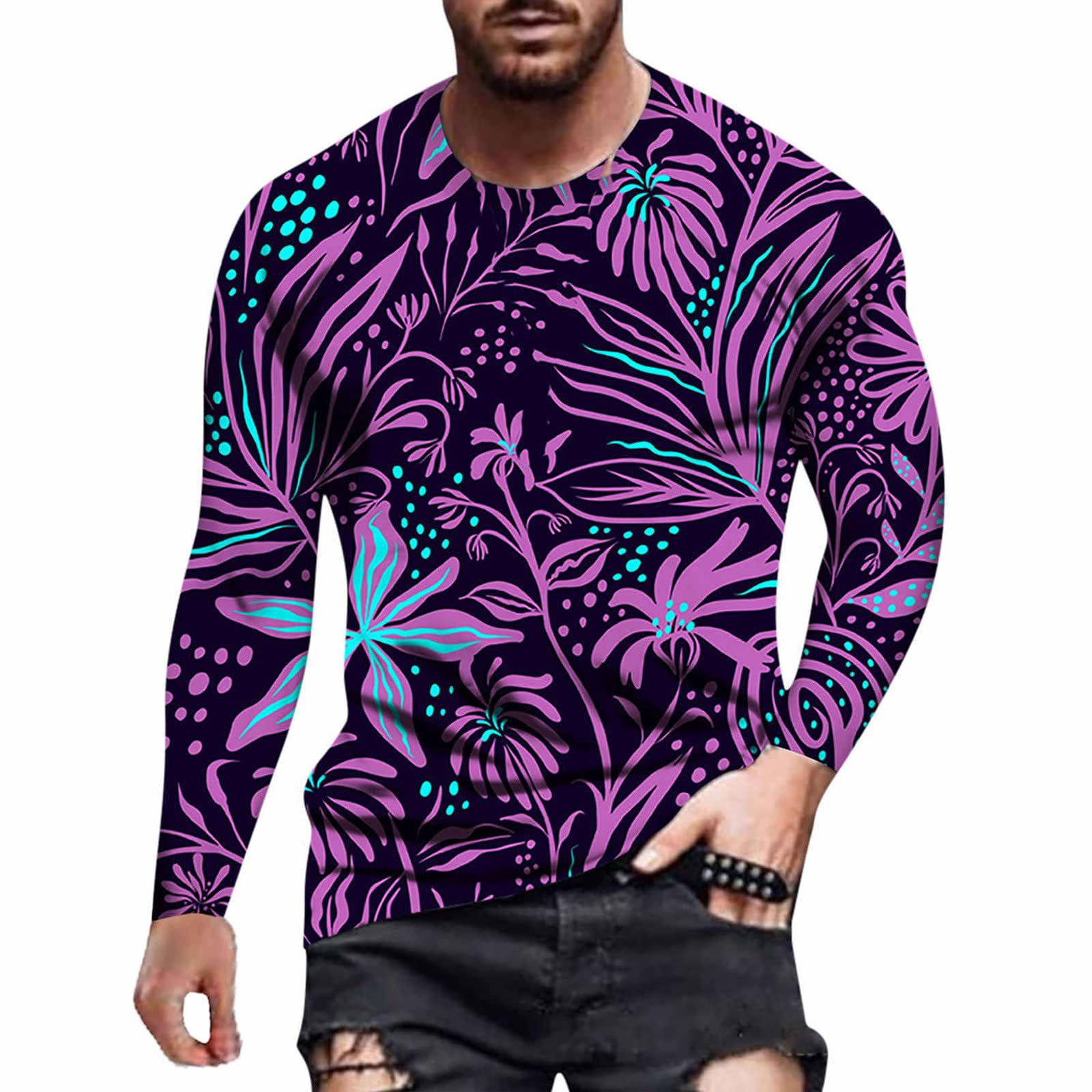 Men's Big & Tall Long Sleeve Graphic T-Shirt - Jesus Cross Faith Striped Pullover Top | Casual Stylish Christian Apparel for Church, Bible Study & Everyday Wear