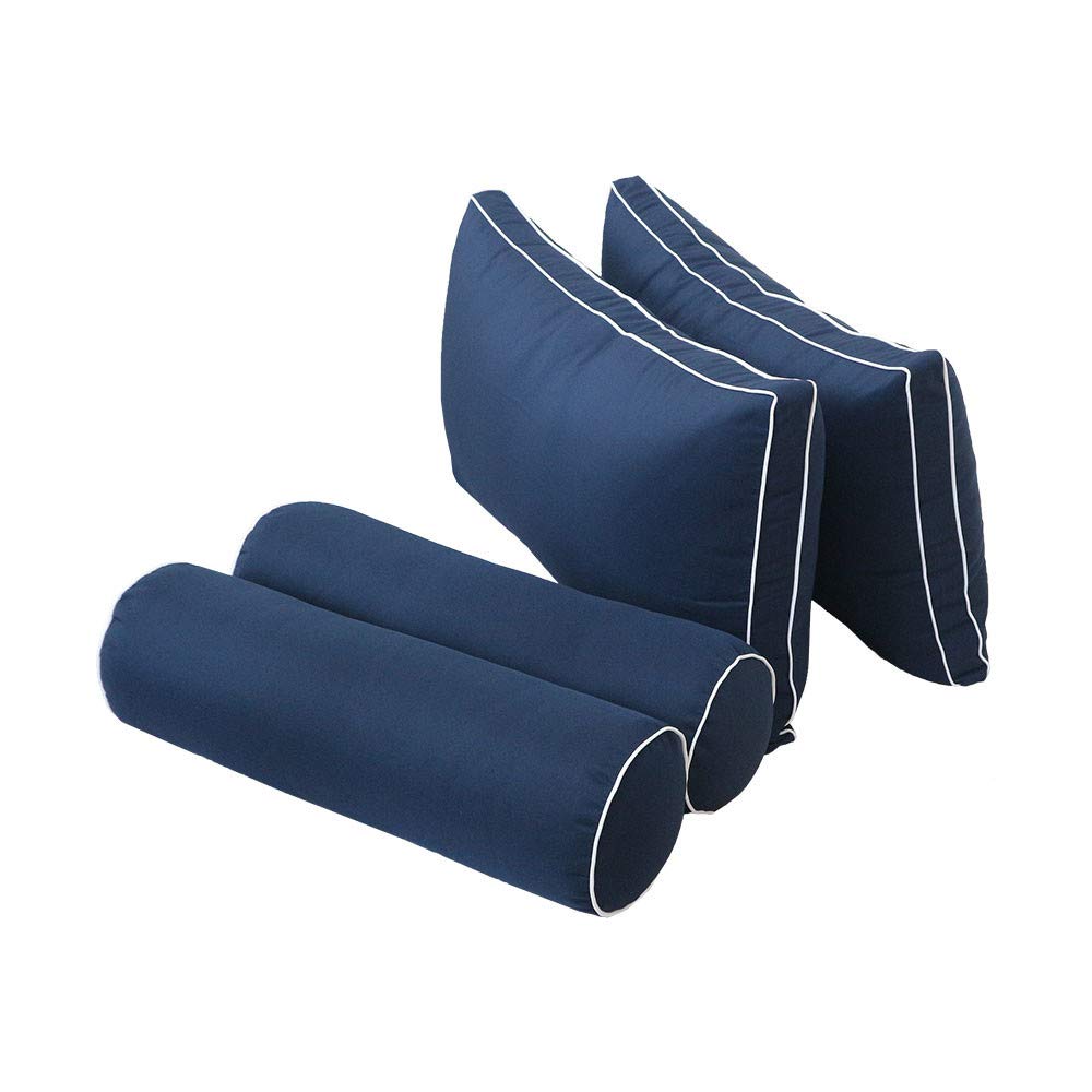 Prolinemax Style2 5-Piece Crib Size Outdoor Daybed Set with Contrast Piping, Mattress, Cushions & Bolster Pillows - Perfect for Patio, Poolside, and Garden Relaxation