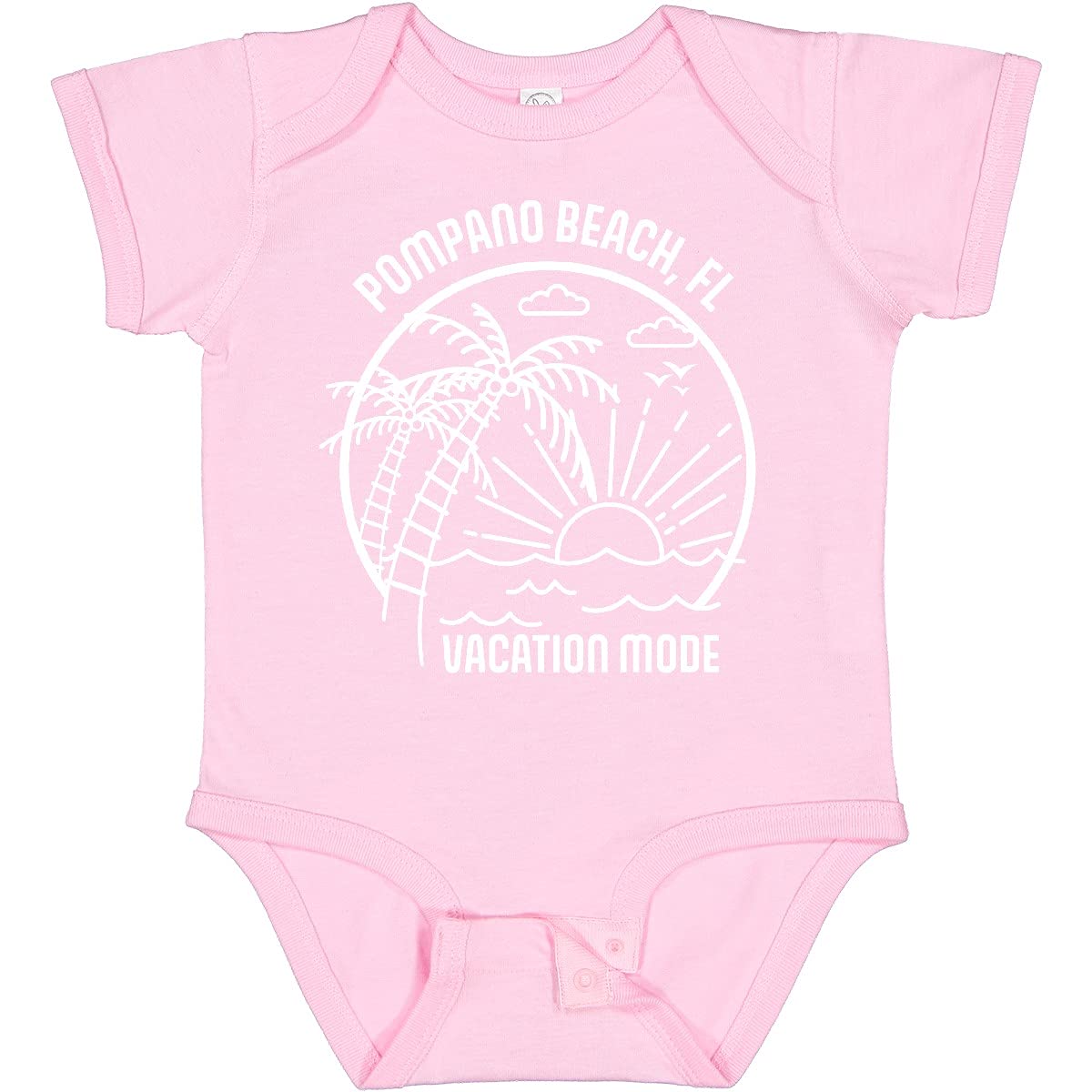 Inktastic Summer Vacation Mode Pompano Beach Florida Baby Bodysuit - Cute Florida Beach Outfit for Infants & Toddlers - Perfect for Beach Trips, Family Vacations & Photo Shoots