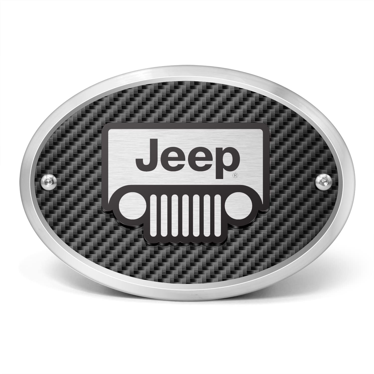 Jeep 3D Logo Carbon Fiber Look Oval Billet Aluminum 2