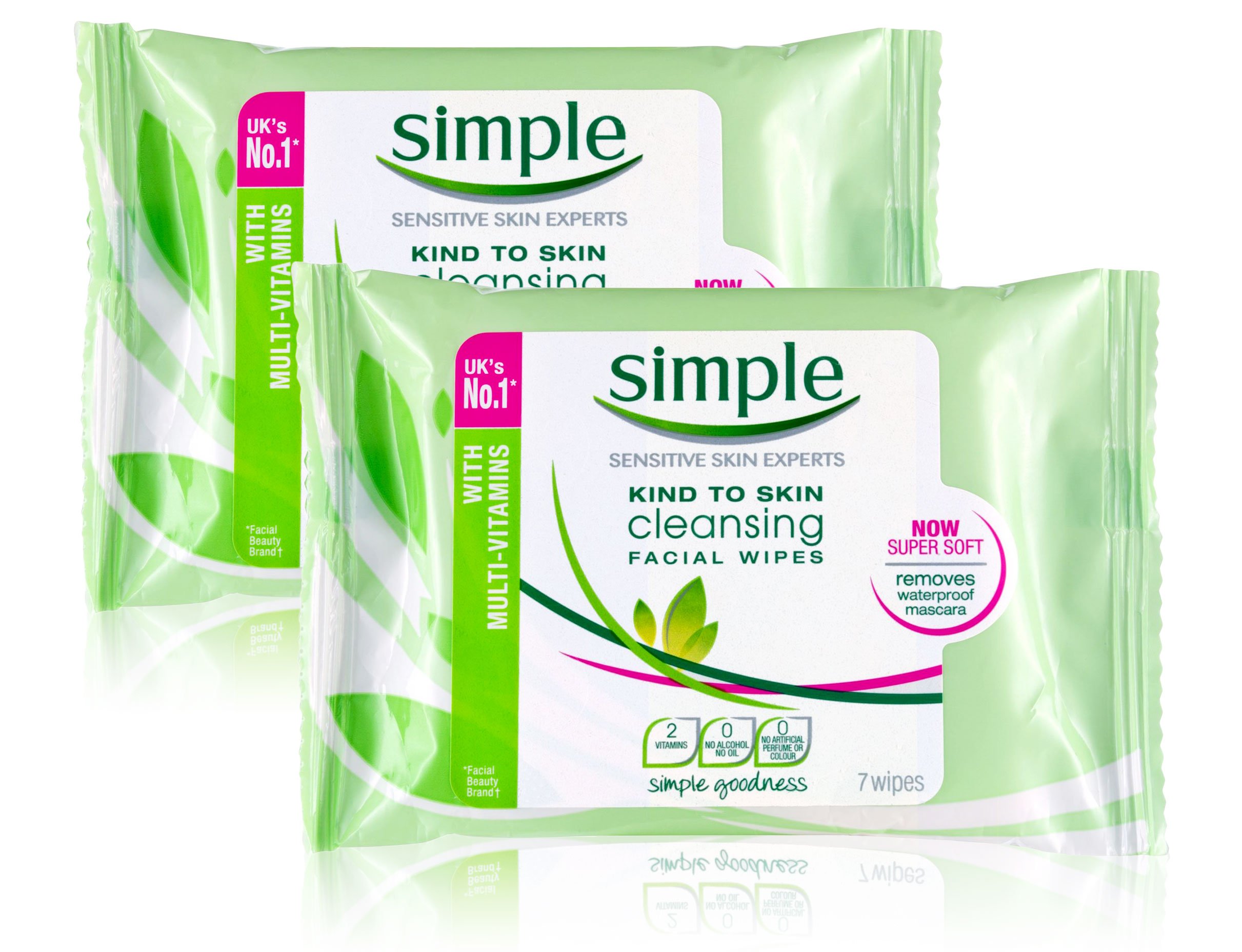 2 Pack Gentle Cleansing Facial Wipes for Sensitive Skin - Hypoallergenic Makeup Remover Wipes, Effectively Removes Waterproof Mascara (7 Packs) - Perfect for Travel, Gym & Daily Skincare Routine
