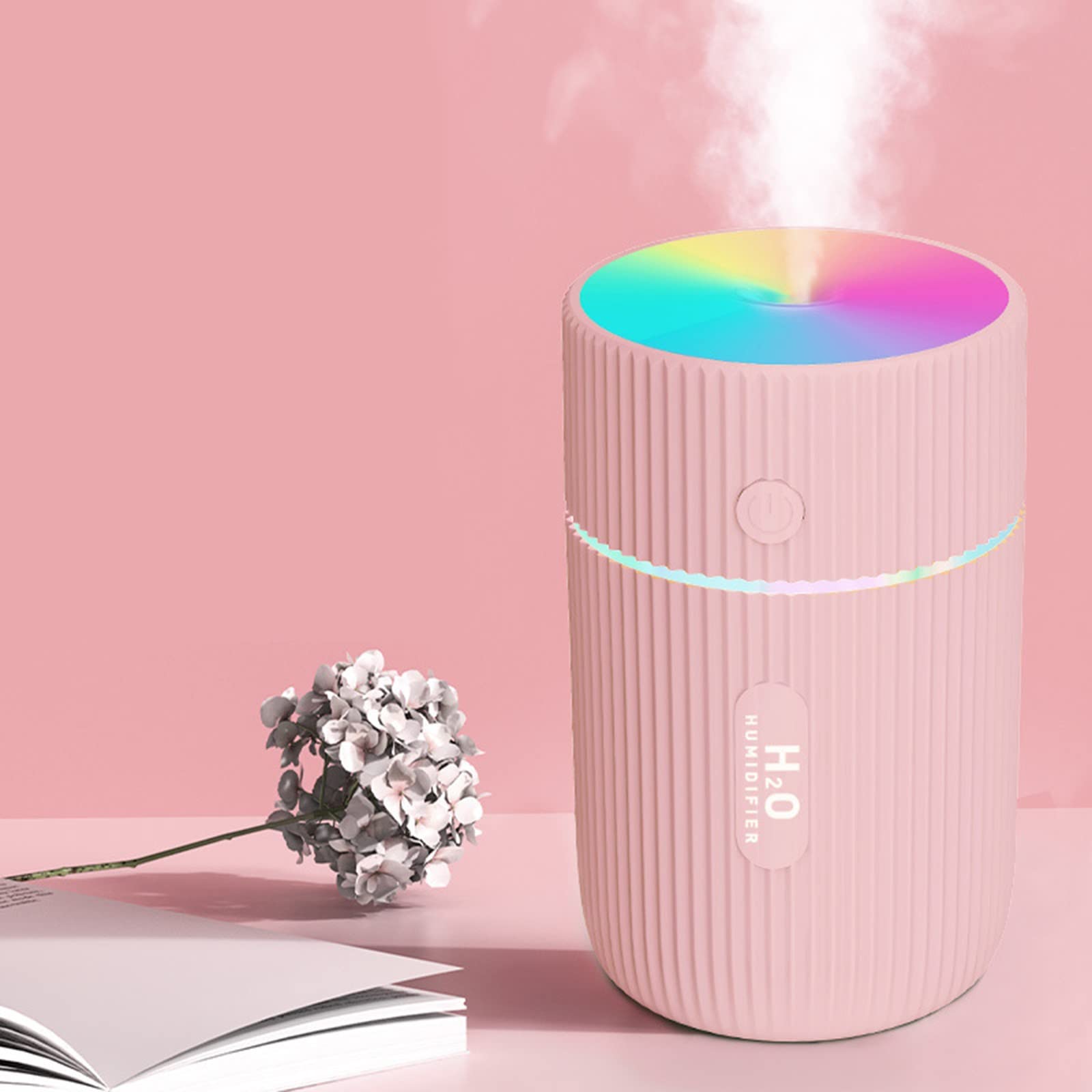 FlekmanArt 220ml Mini Cool Mist Humidifier - Portable USB Humidifier with 7-Color LED Night Light for Home, Office, Car & Plants | Quiet Ultrasonic Air Moisturizer for Bedroom, Nursery & Dry Skin Relief