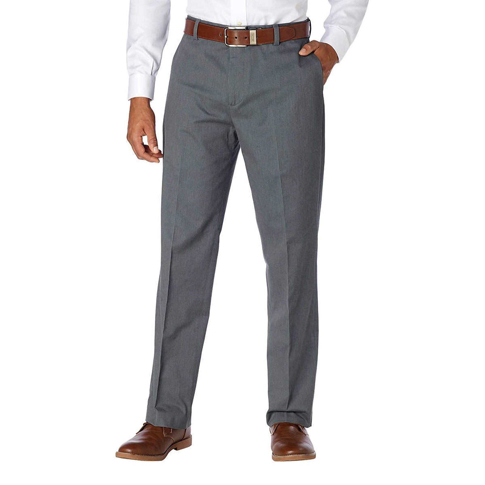 Kirkland Signature Men's Non-Iron Comfort Dress Pants - Wrinkle-Free Office & Travel Pants for Business Casual Wear