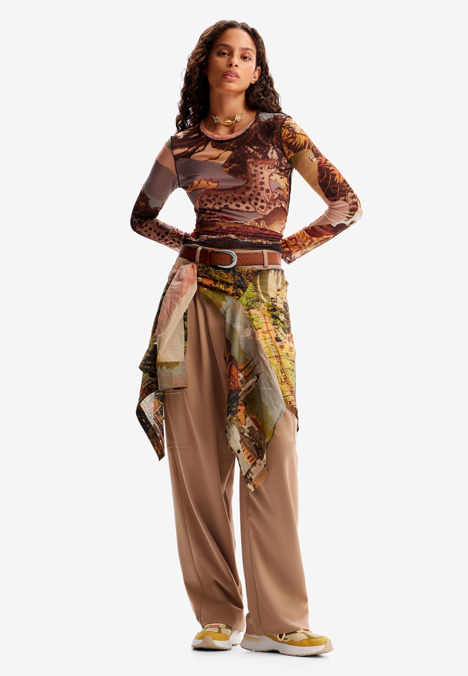 Desigual Women's M. Christian Lacroix Tailored Trousers - High Waist Slim Fit Dress Pants for Work, Office & Business Casual Outfits
