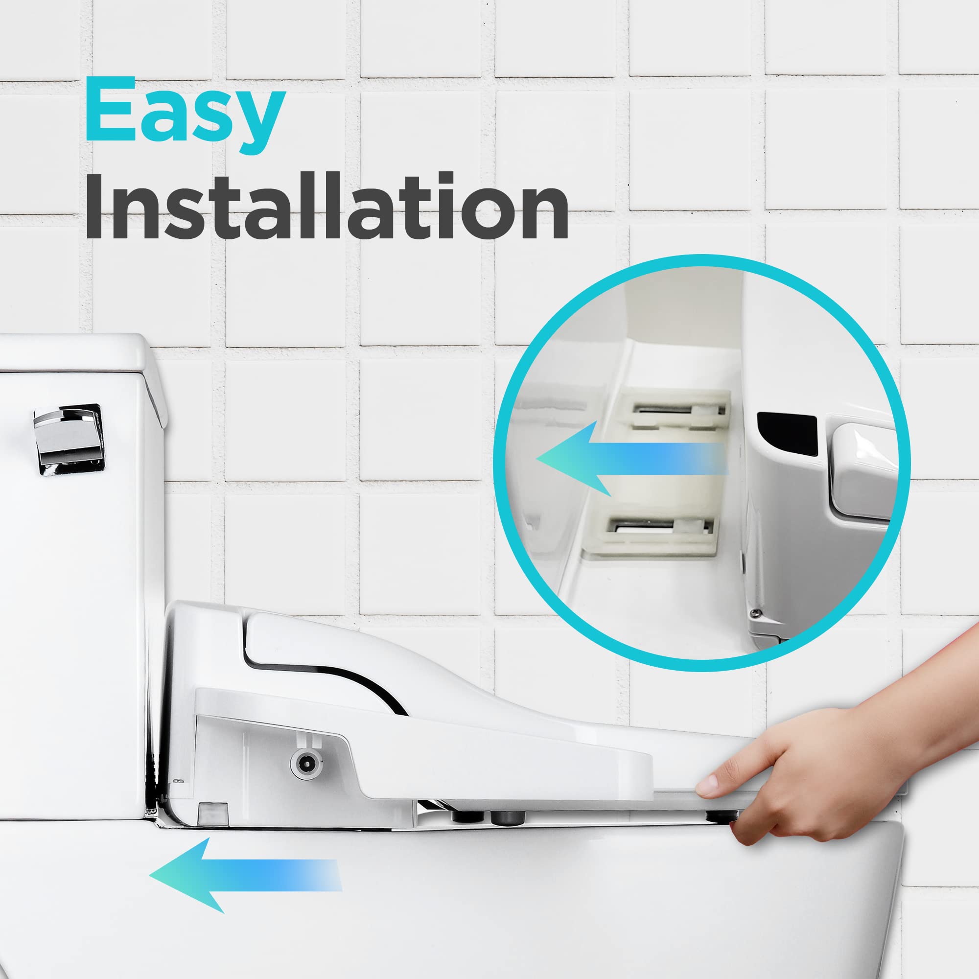 Blooming NB-1360E Smart Bidet Toilet Seat with Warm Water Wash, Heated Seat & Air Dryer - Stainless Steel Nozzle, Night Light, Soft-Close Lid - Fits Elongated Toilets (White) - Perfect for Bathroom Comfort & Hygiene Upgrade